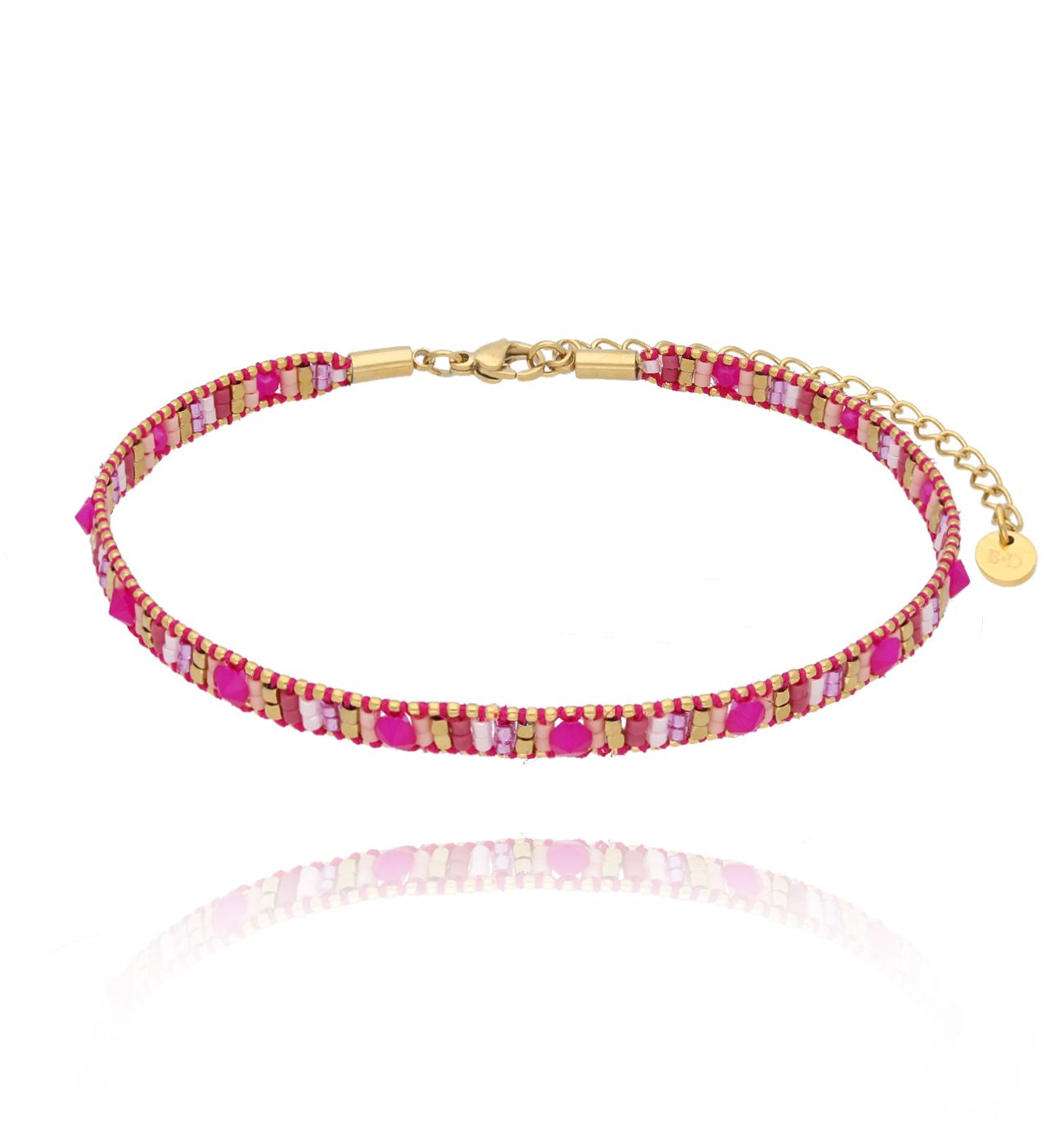 Bransoletka na nogę fuksjowa z koralikami Miyuki Decor BNSC0082