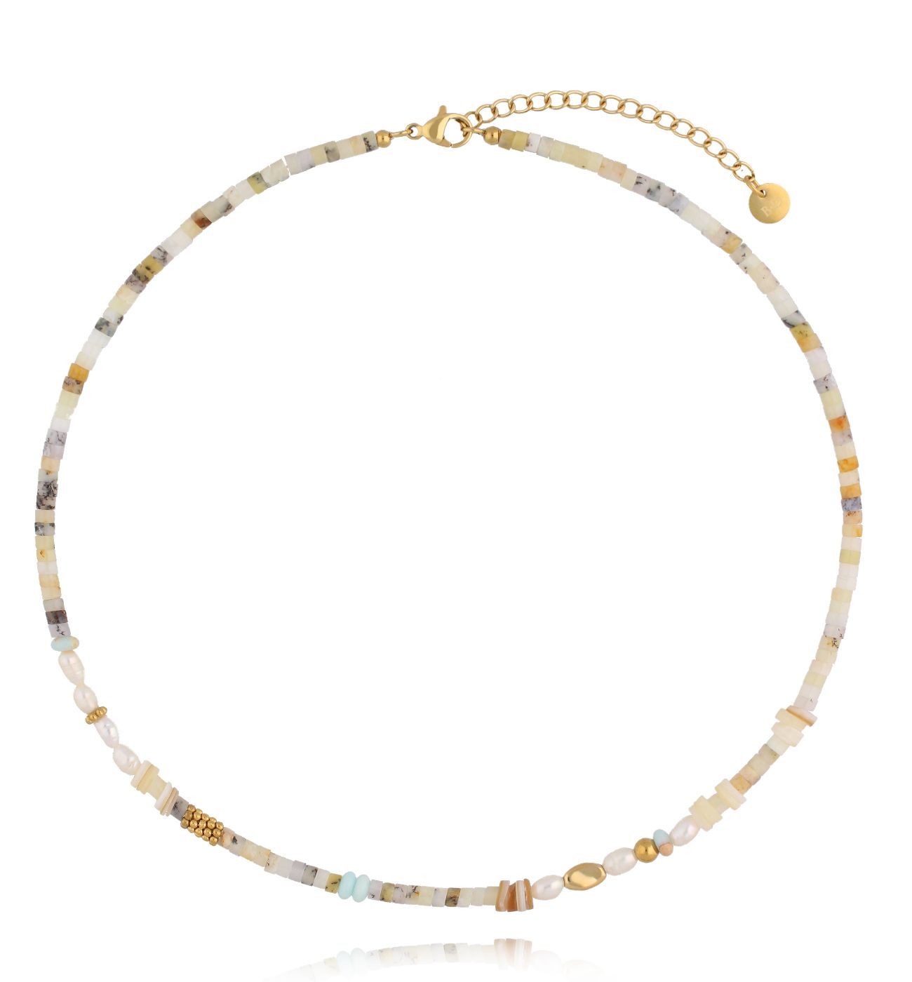 Naszyjnik z drobnymi kamieniami w naturalnych odcieniach NSC0649