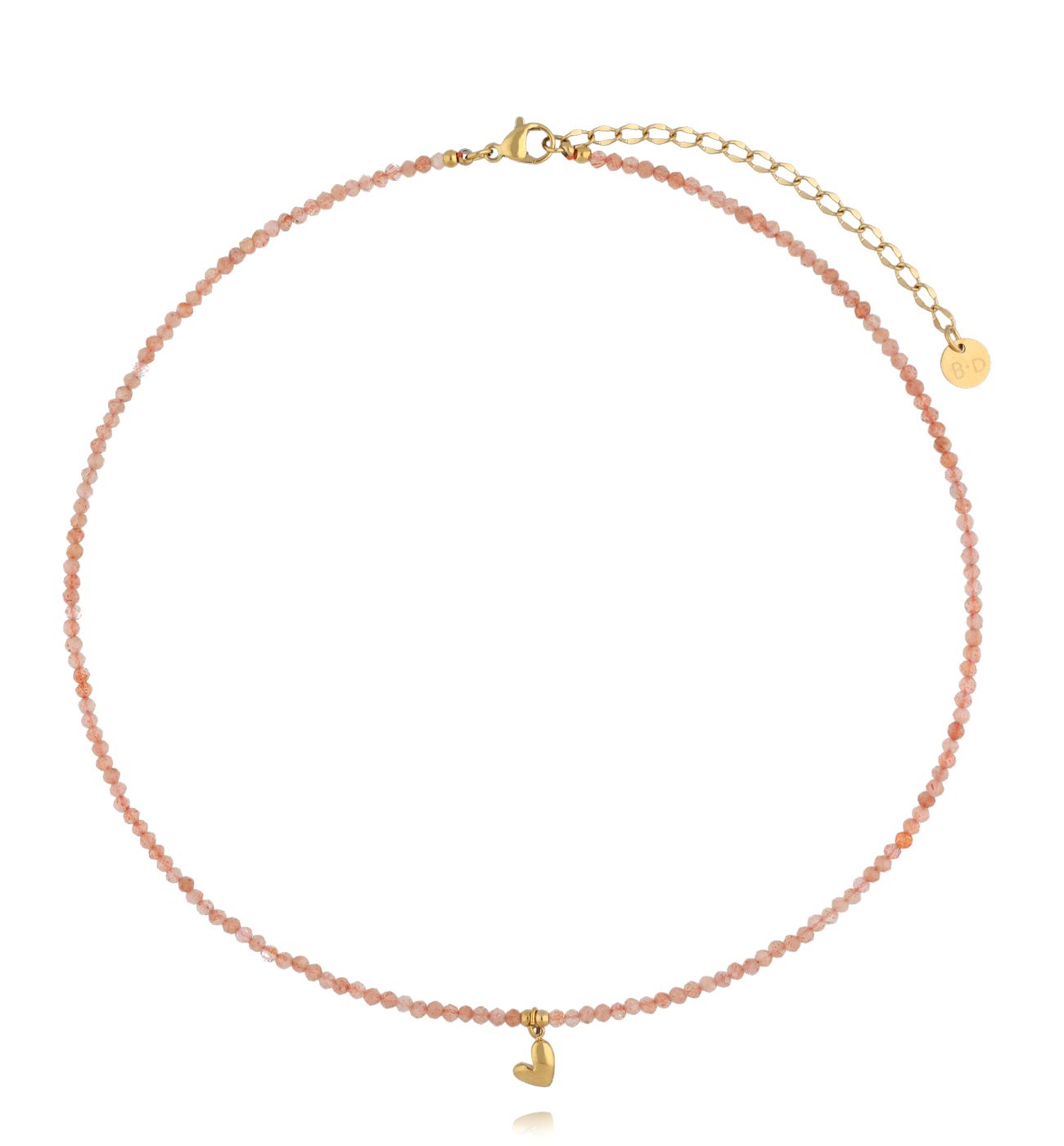 Naszyjnik z kamieniami słonecznymi i złotym sercem NTW1485