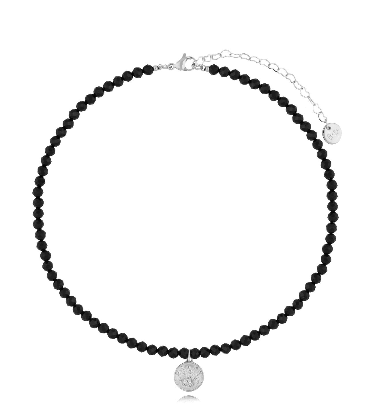 Naszyjnik z czarnym turmalinem i zawieszką Black Stones - By Dziubeka