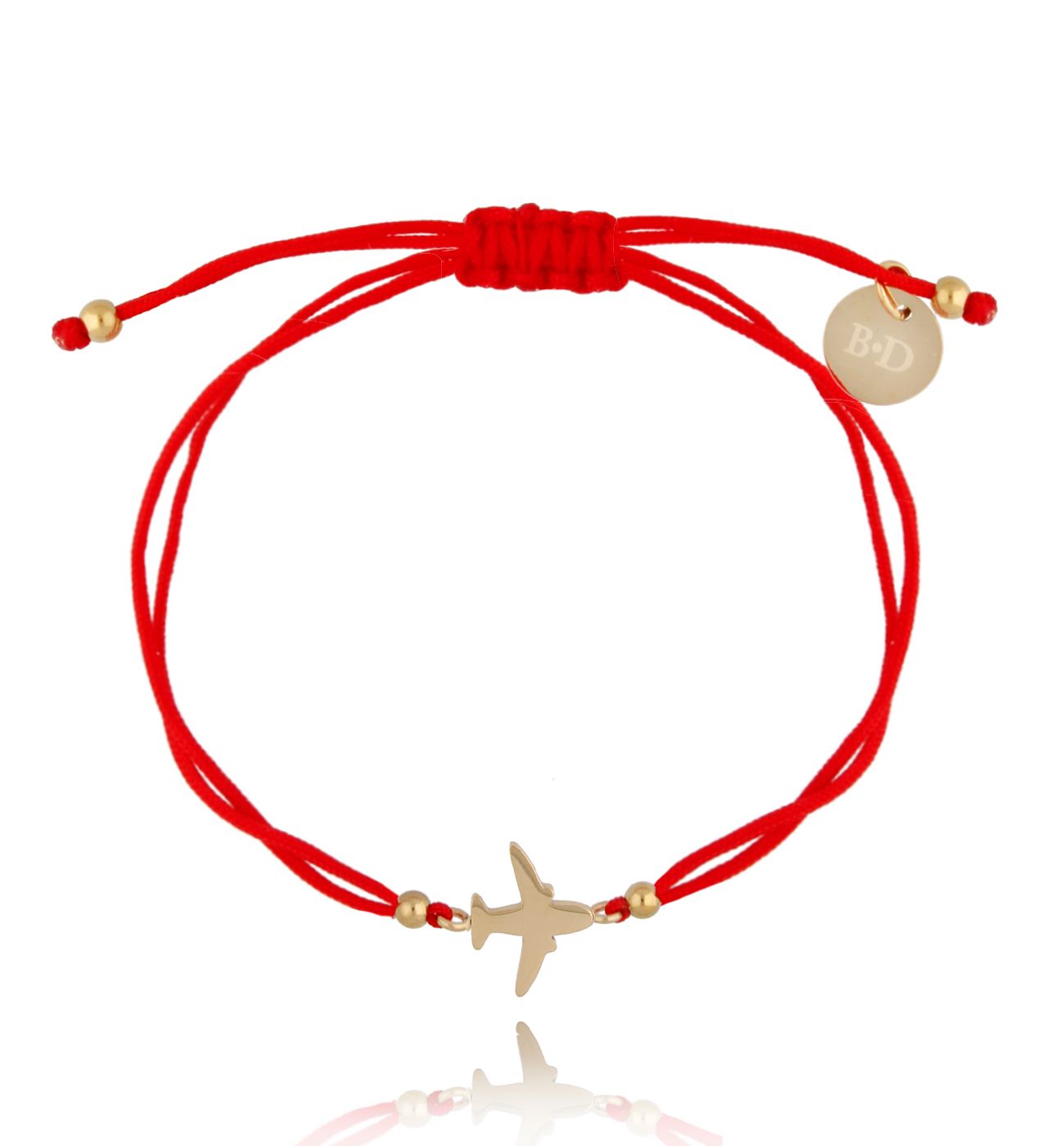 Bransoletka czerwono-złota z samolotem Traveler BGL0566 - By Dziubeka