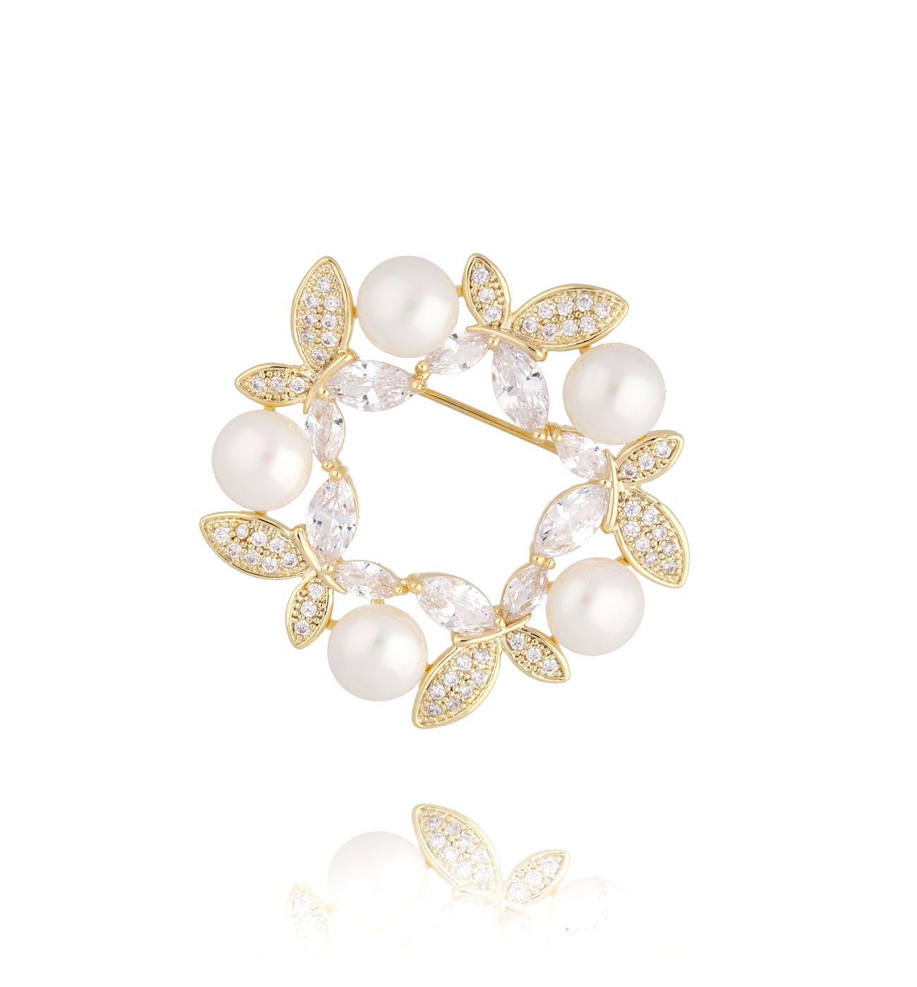 Broszka złota z motylkami Bare BRPE0020 - By Dziubeka