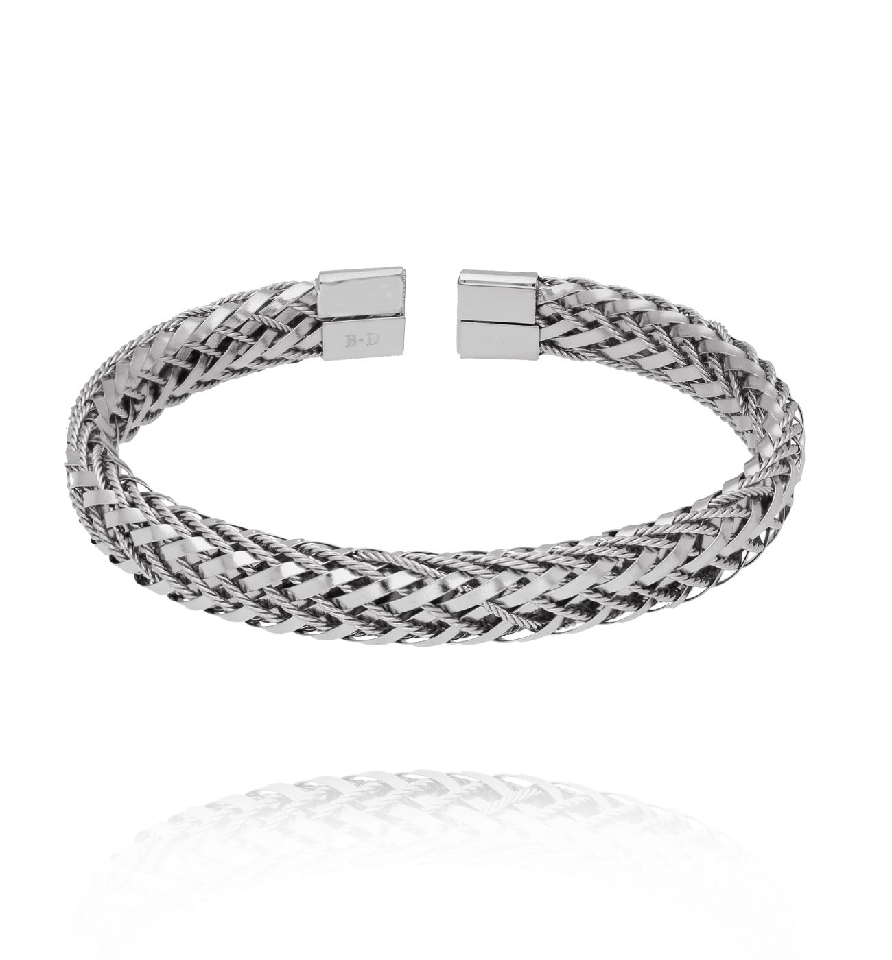 Bransoletka szeroka srebrna pleciona BSY0441 - By Dziubeka