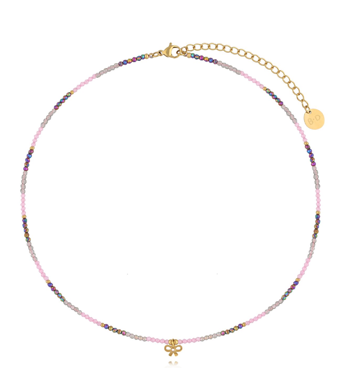 Naszyjnik z cyrkoniami i kokardką - By Dziubeka