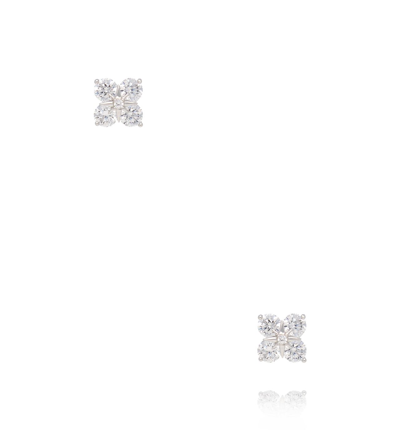 Kolczyki z cyrkoniami w kształcie koniczynki – srebrne KCA0139