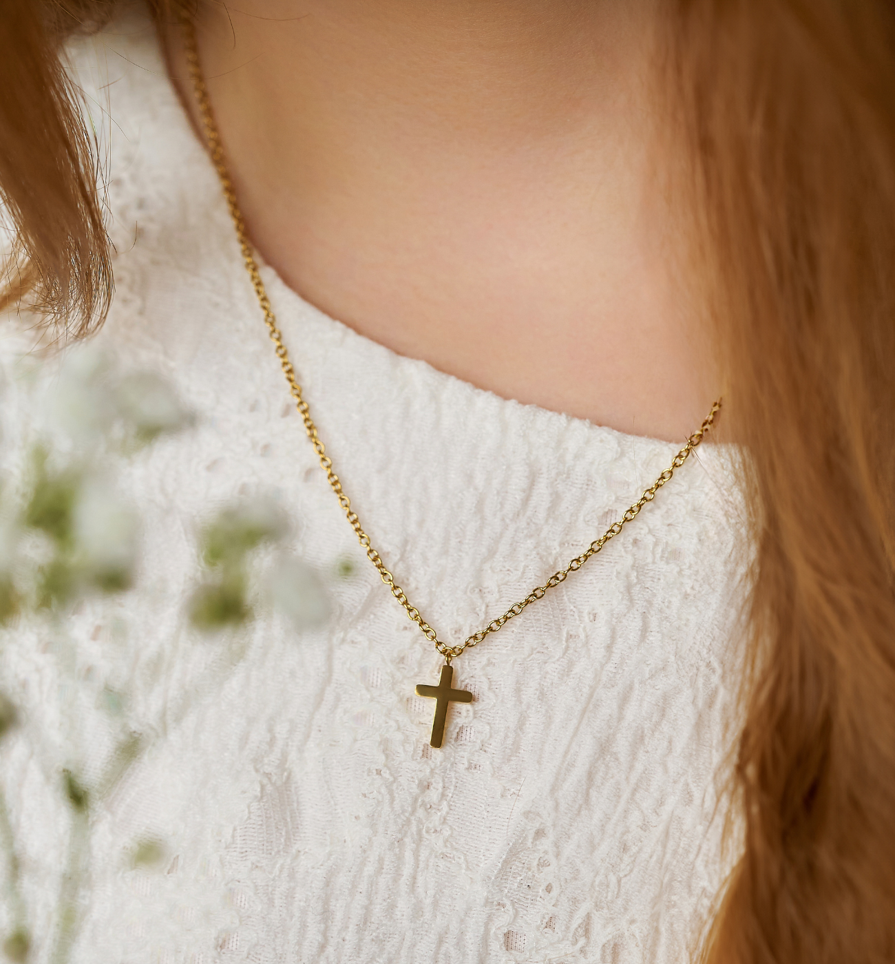 Naszyjnik złoty z krzyżykiem ze stali szlachetnej - By Dziubeka