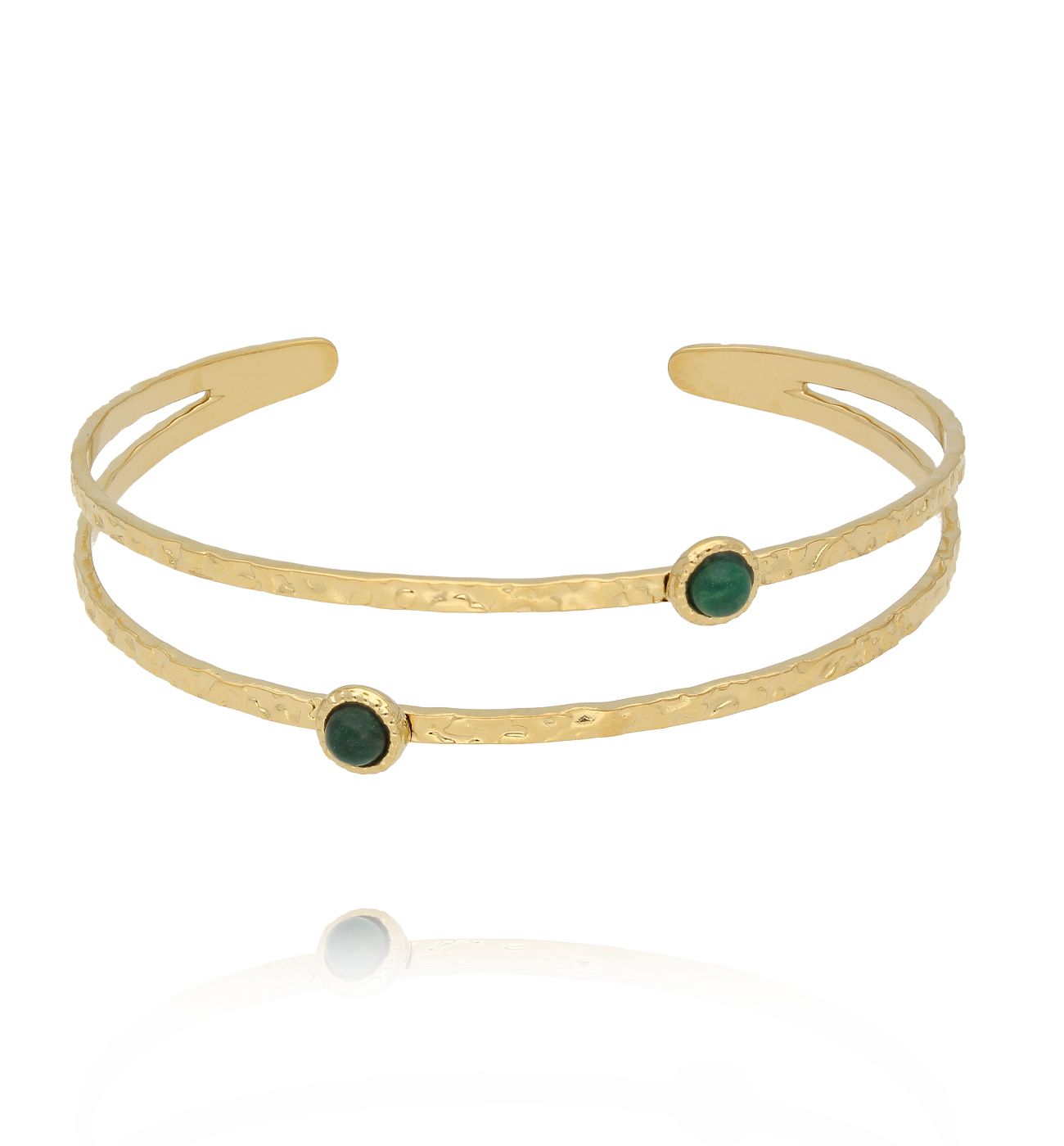 Bransoletka podwójna złocona z jadeitem afrykańskim BEA0026