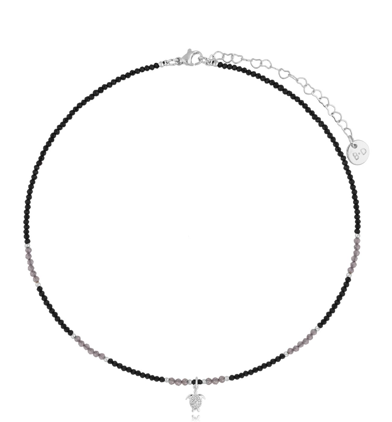 Naszyjnik z turmalinami i labradorytami srebrny - By Dziubeka