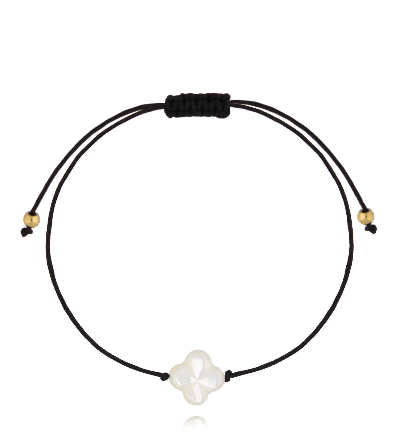 Bransoletka z czarnym sznurkiem i koniczynką BGL1034 - By Dziubeka