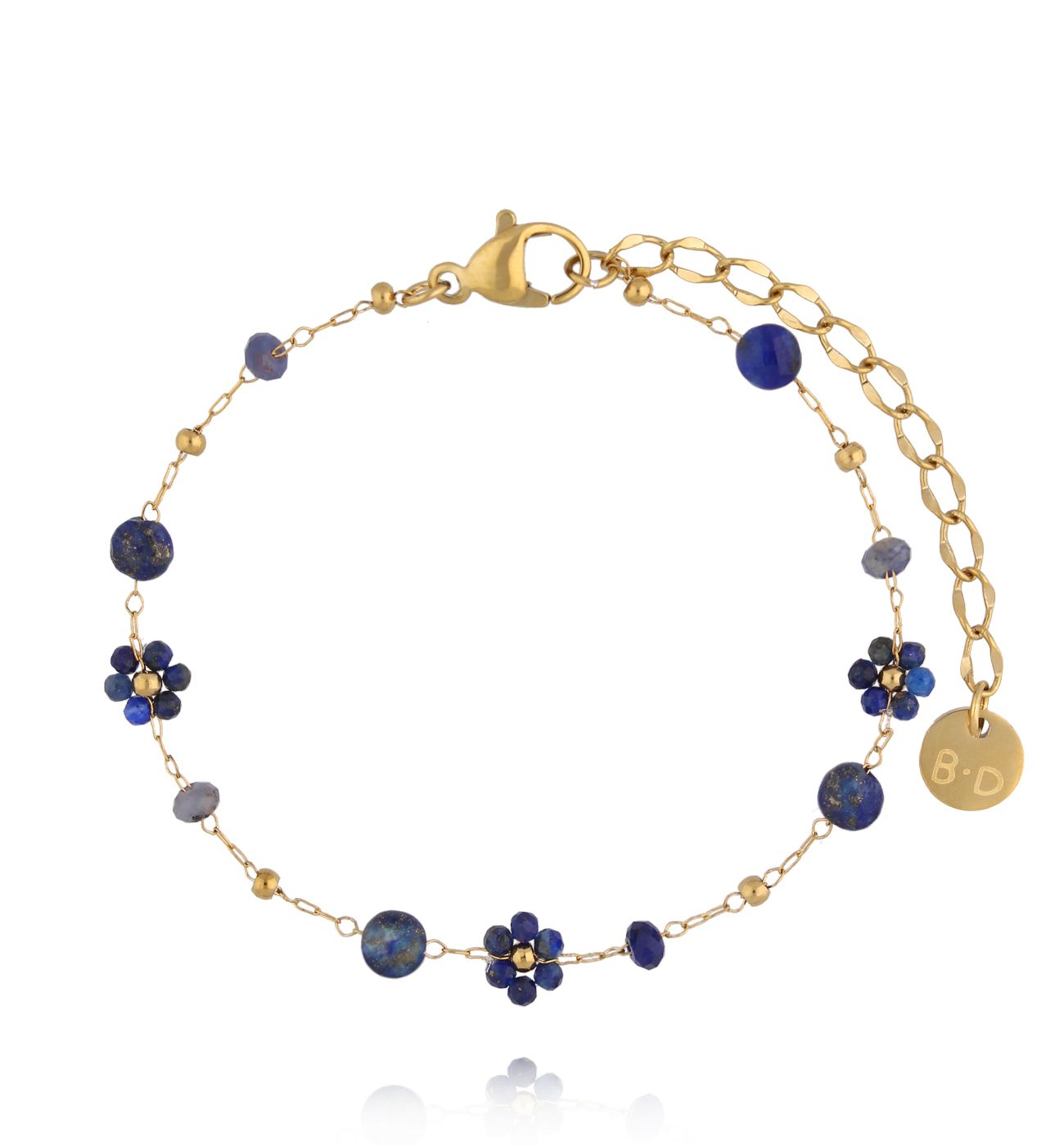 Bransoletka z lapisami z motywem kwiatków - By Dziubeka