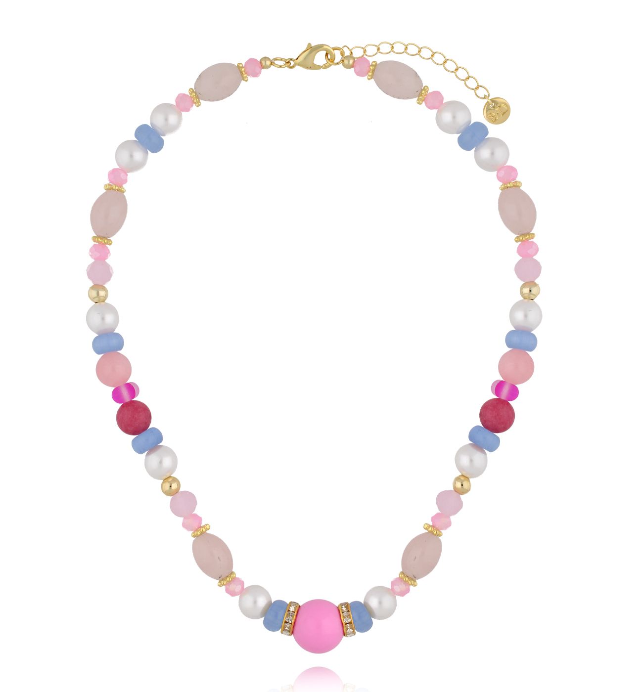 Naszyjnik w różowo-niebieskich tonacjach - By Dziubeka