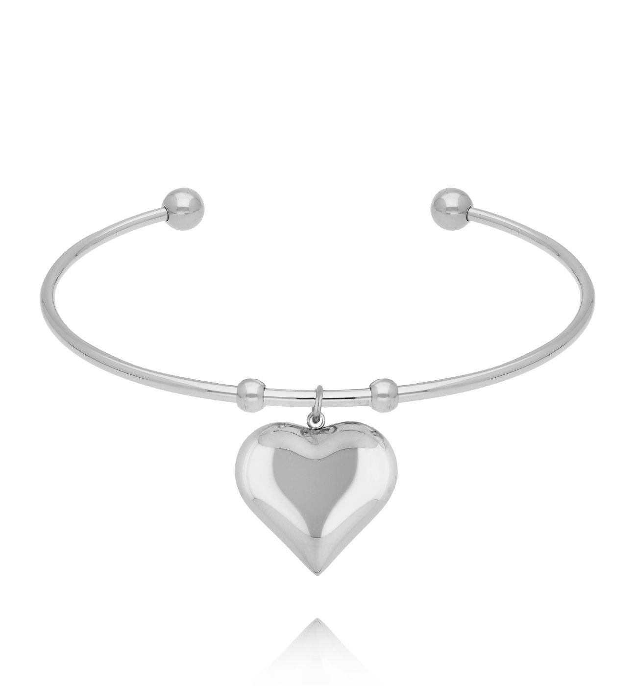 Bransoletka obręcz z sercem srebrna BSY0471