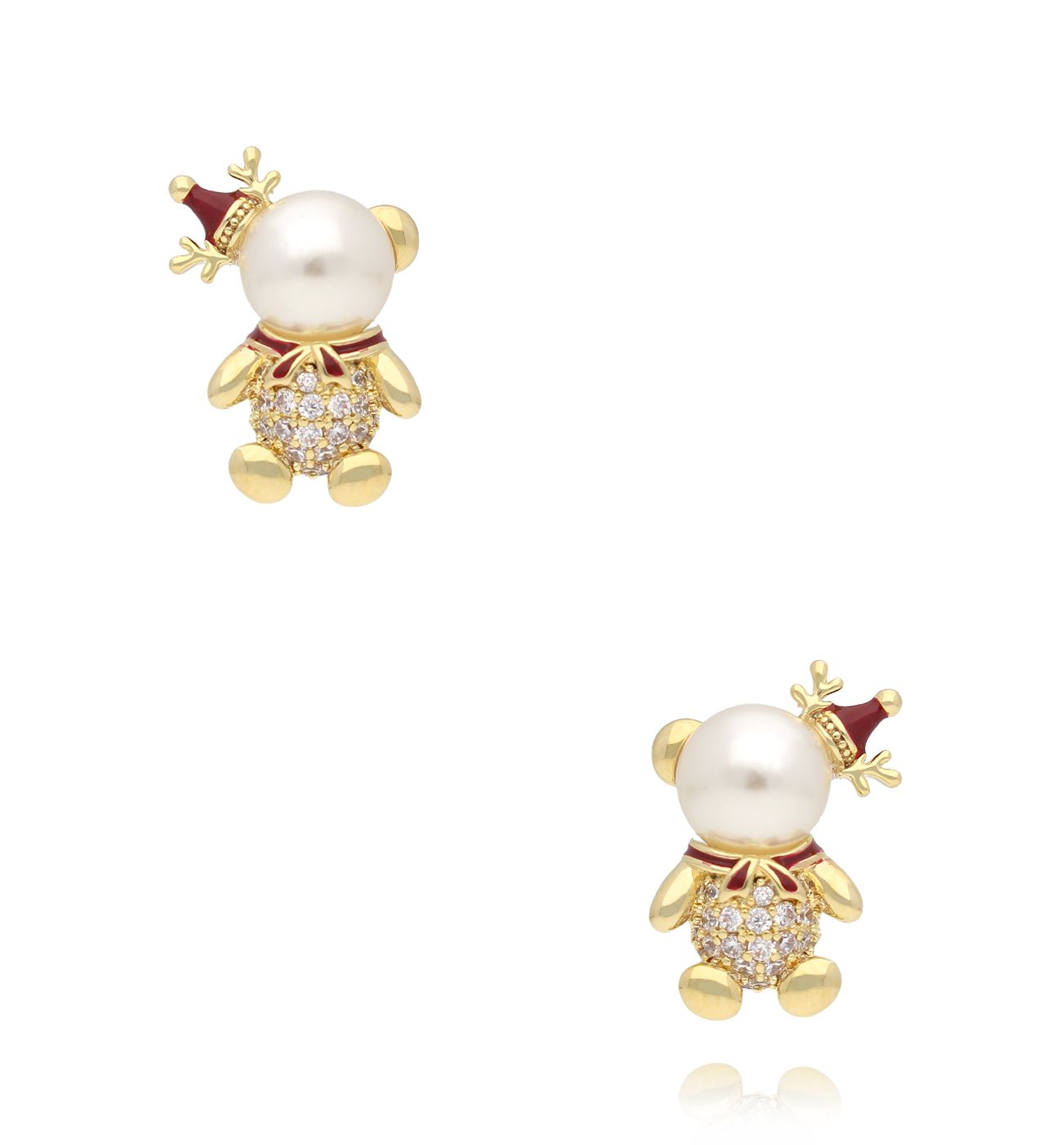 Kolczyki świąteczne z misiami z perełek KSY0300