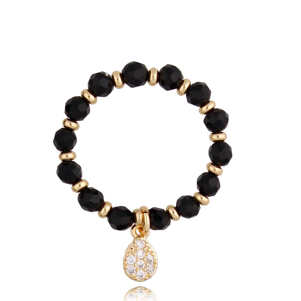 Pierścionek z z czarnymi agatami Jayden PSC0290 - By Dziubeka