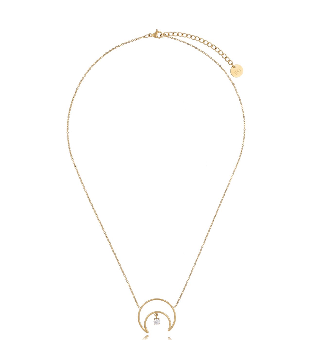 Naszyjnik z księżycem ze stali szlachetnej złoty MALOU - By Dziubeka