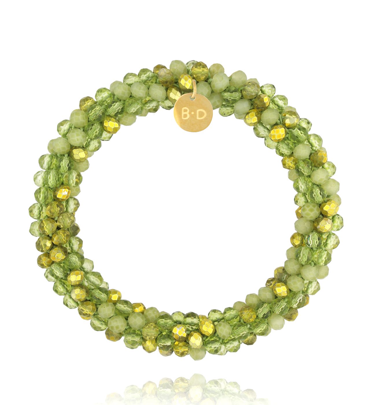 Bransoletka z kryształkami zielona Luminous BWE0044 - By Dziubeka