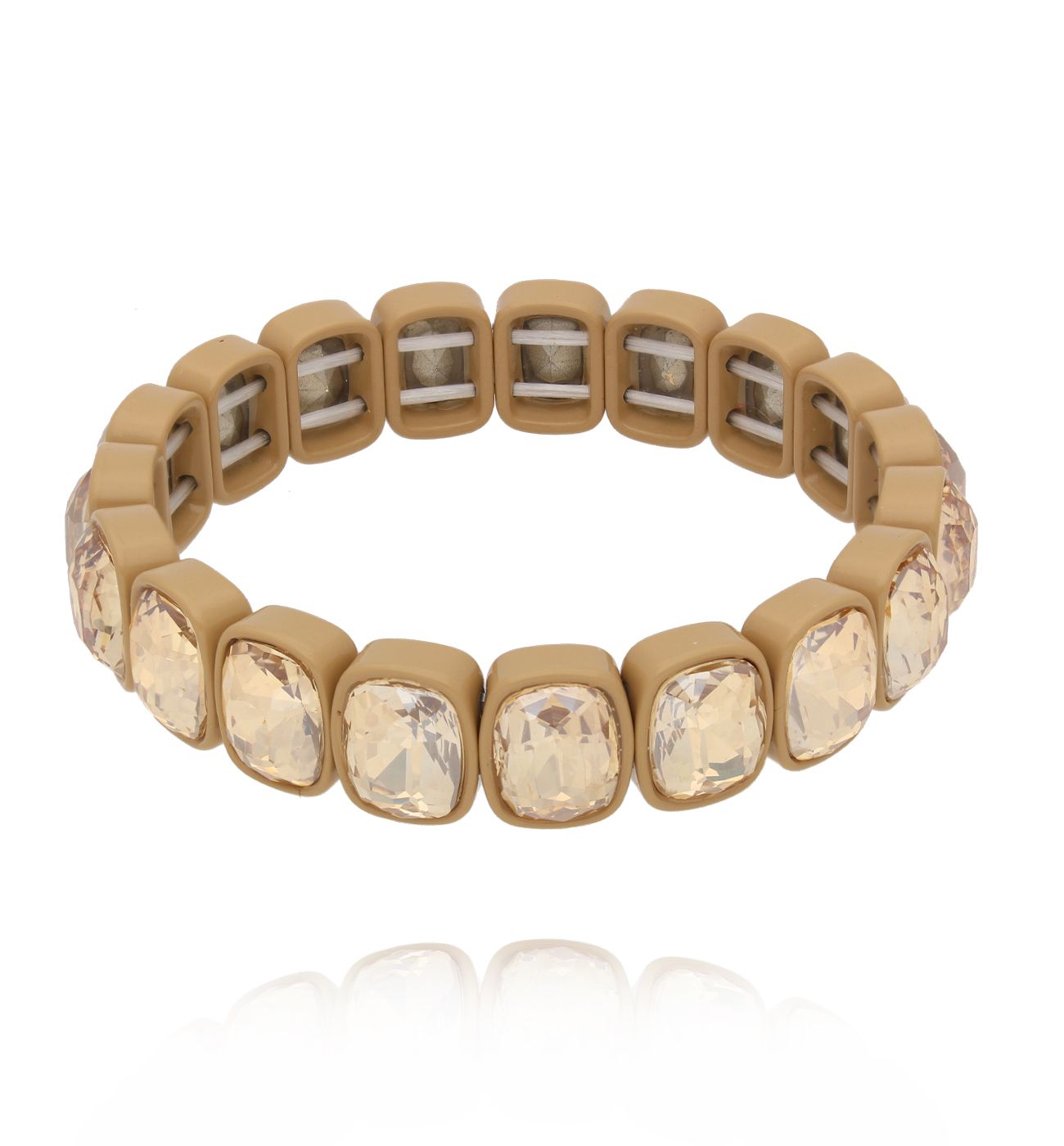 Bransoletka jednokolorowa z beżowymi kryształami BCR0017