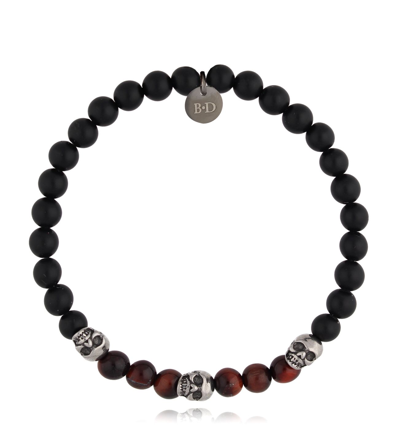 Bransoletka męska z agatami i czaszkami Cyprien BMITC0677