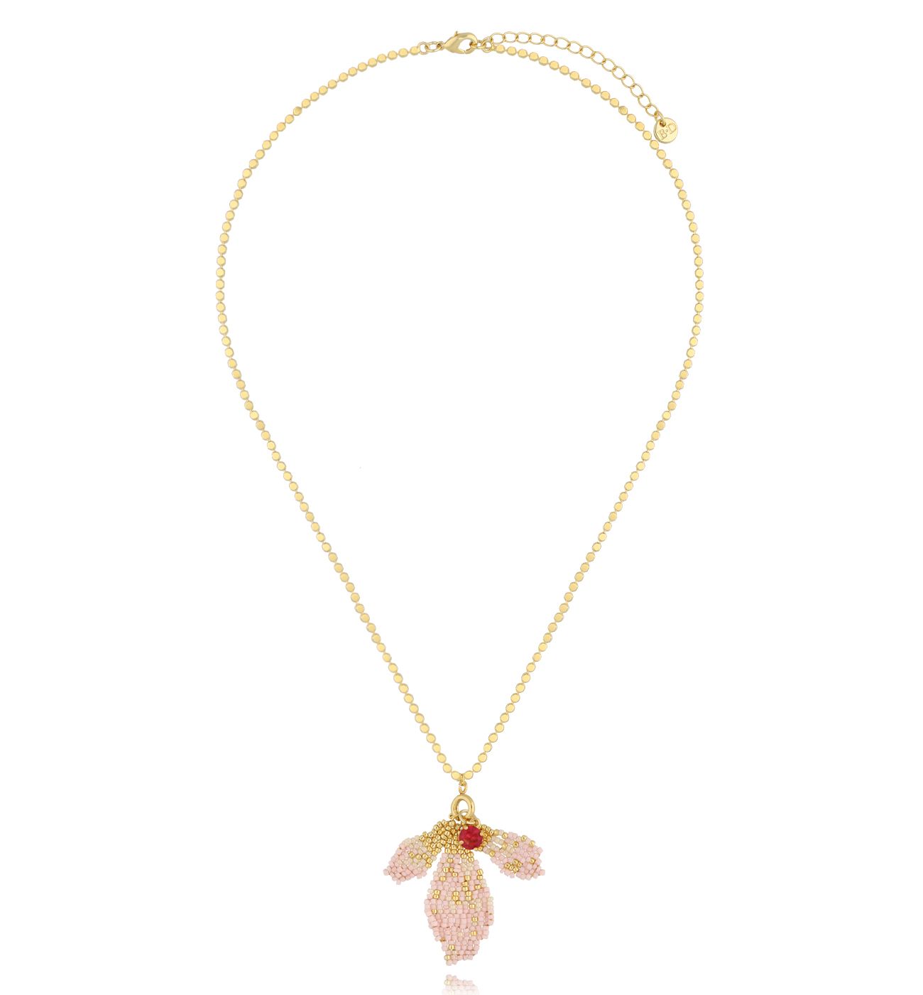 Naszyjnik z kwiatkiem różowy Floral Leaf NBI0027 - By Dziubeka