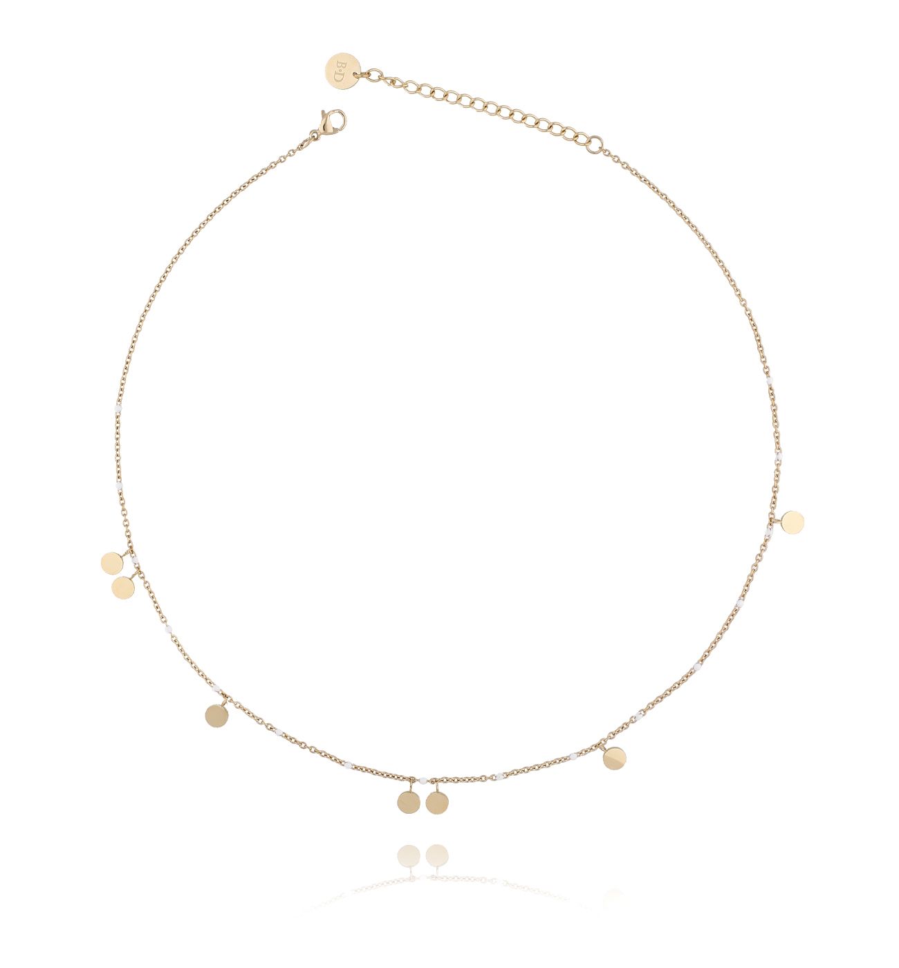 Naszyjnik złoty z dyskami ze stali szlachetnej - By Dziubeka