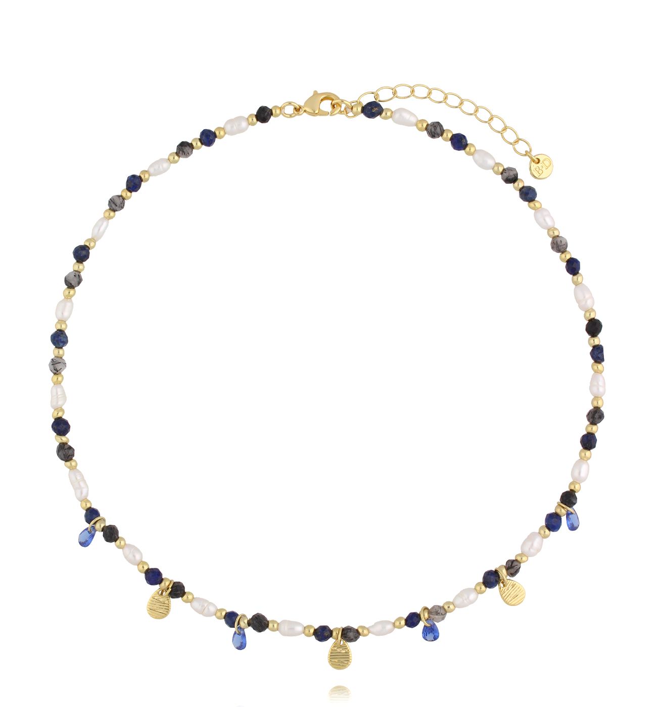 Naszyjnik z kwarcami i perłami NSC0533