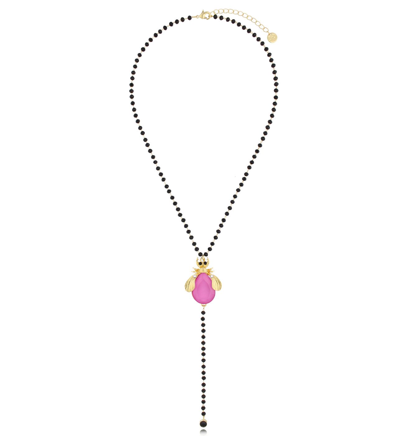 Naszyjnik z fuksjowym żukiem Midnight - By Dziubeka