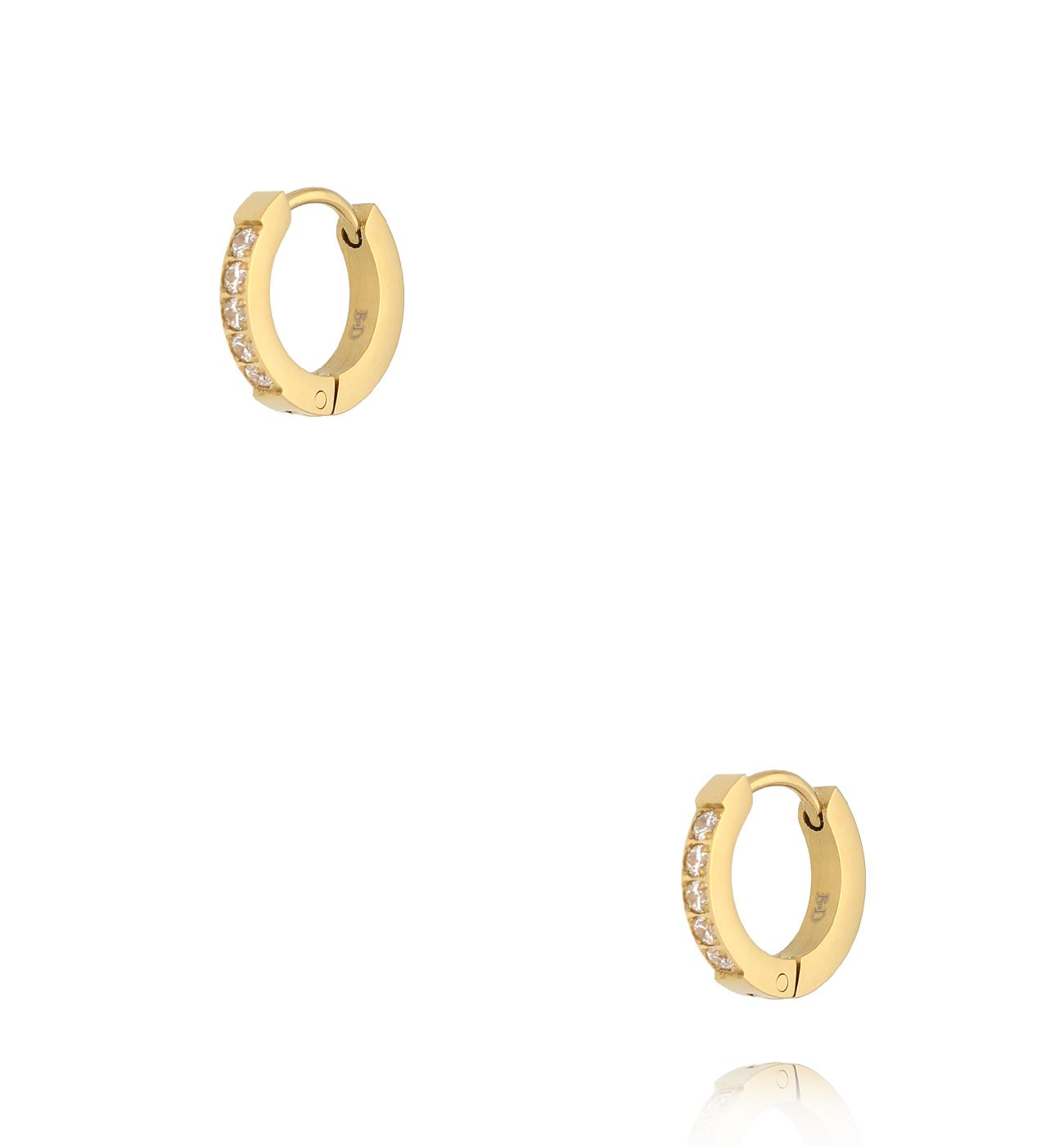 Kolczyk kółka złote z cyrkoniami - By Dziubeka