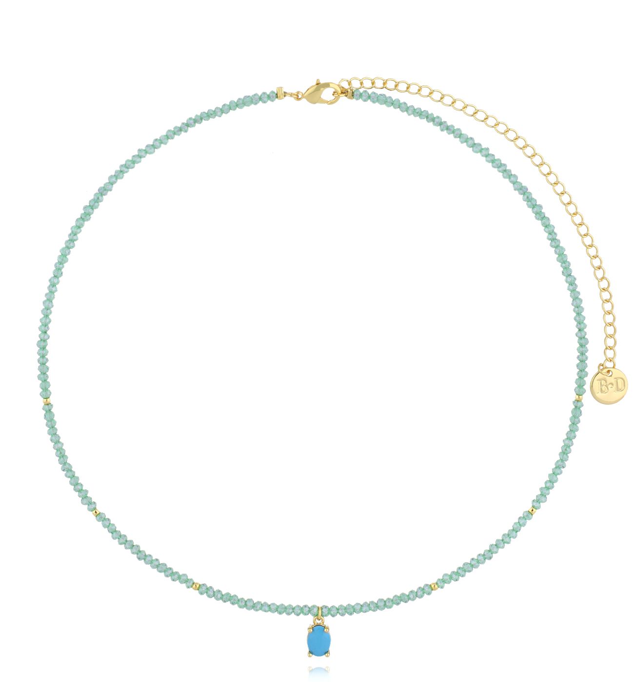 Naszyjnik turkusowy z niebieskim oczkiem - By Dziubeka