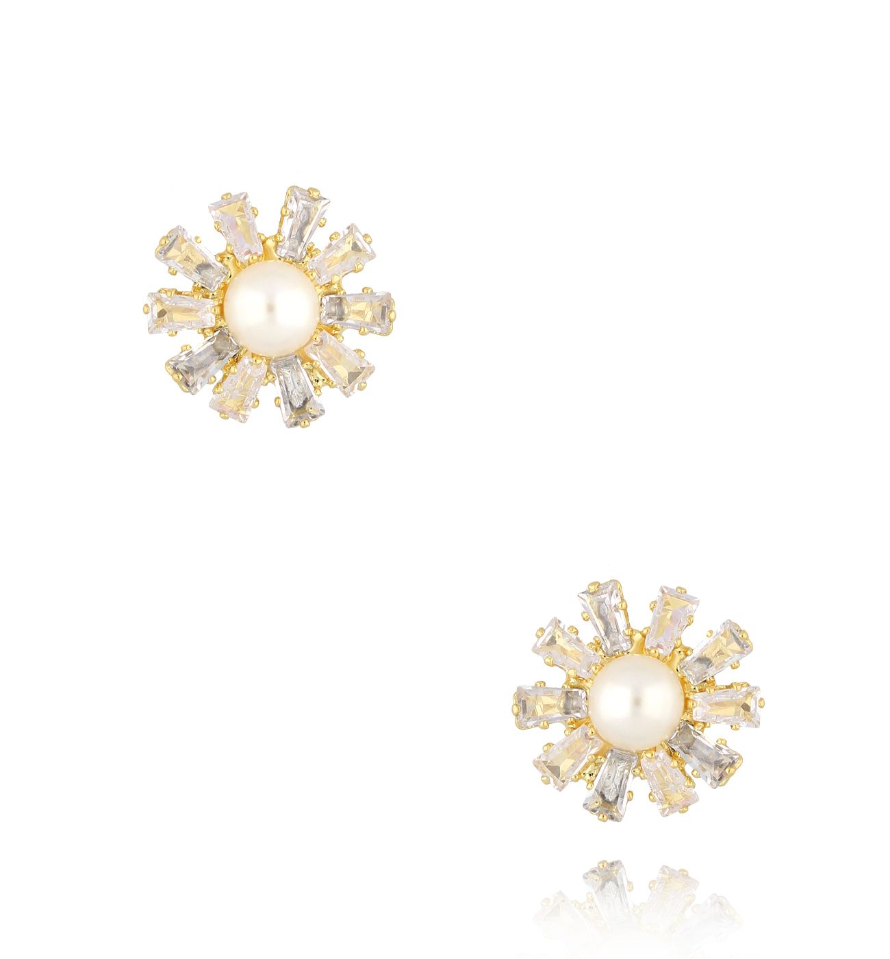 Kolczyki złote z cyrkoniami i perełką Majus KSS1422