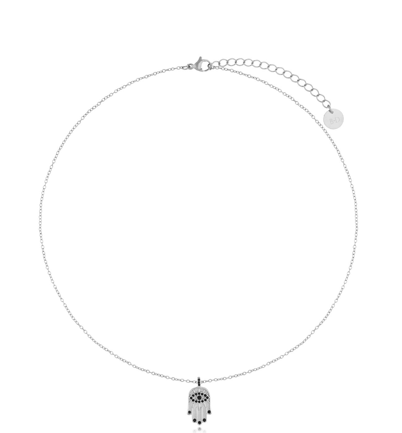 Naszyjnik srebrny krótki z Ręką Fatimy - By Dziubeka