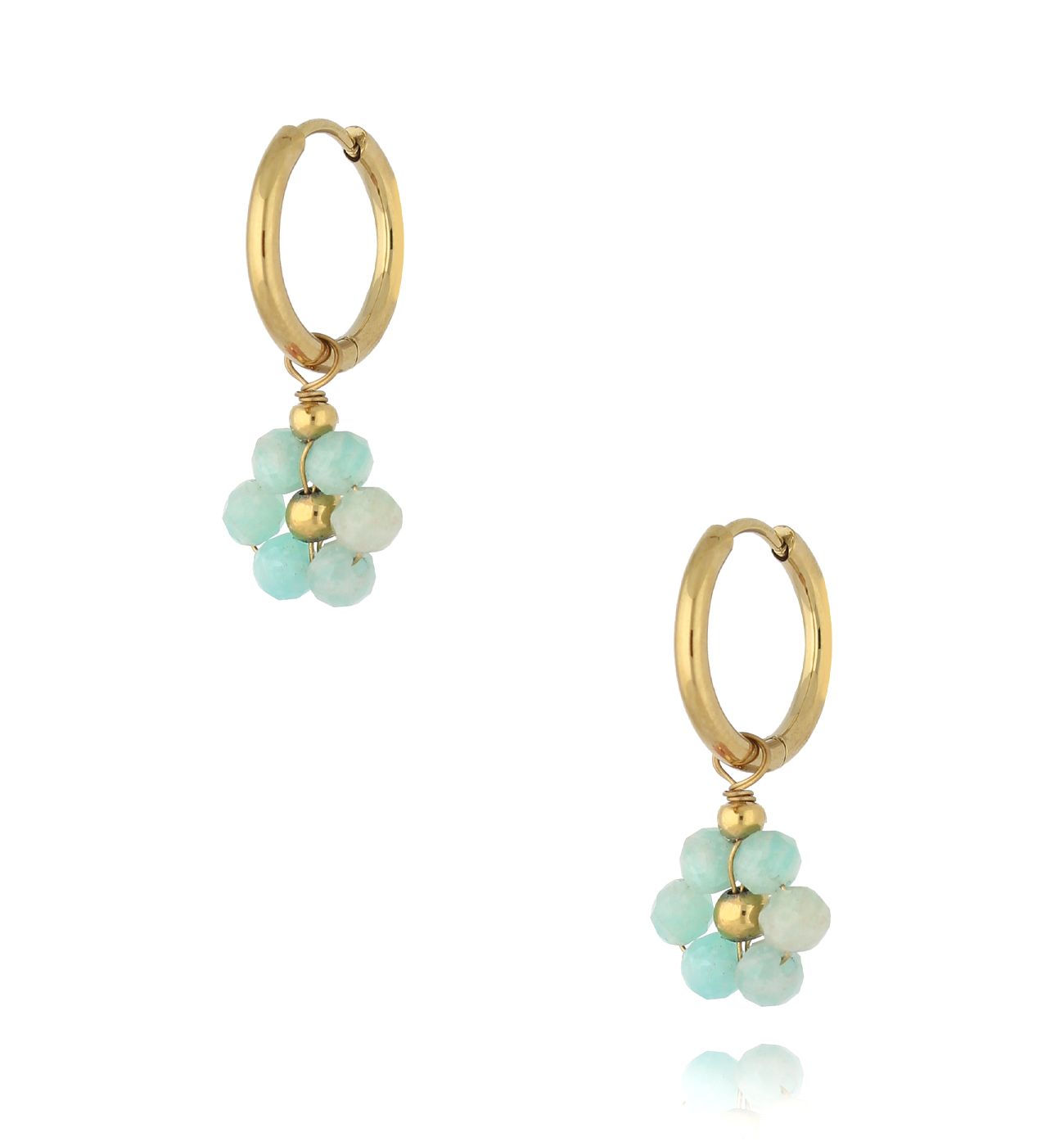 Kolczyki kwiatuszki z amazonitami - By Dziubeka