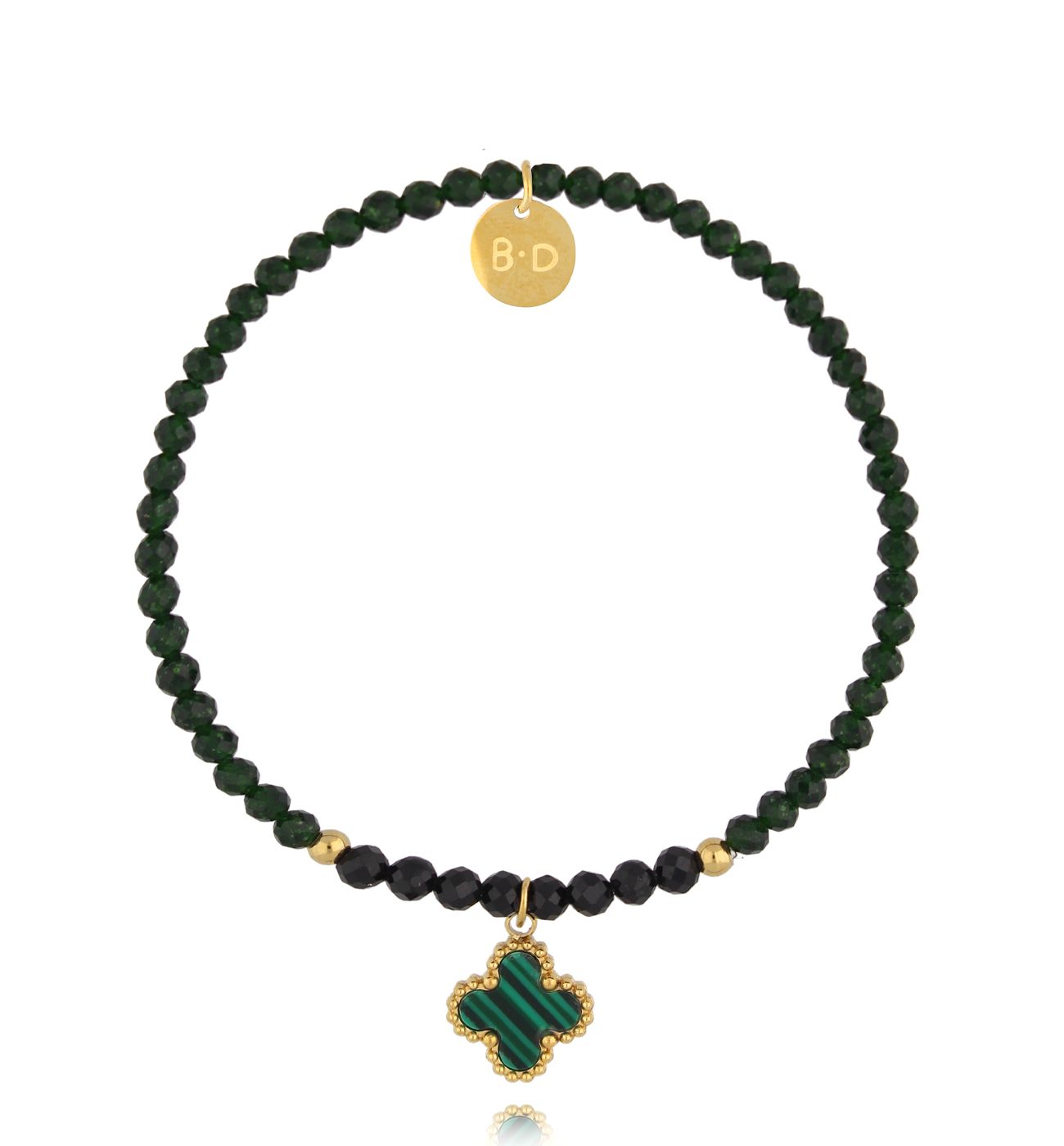 Bransoletka zielona z koniczynką BTW3252