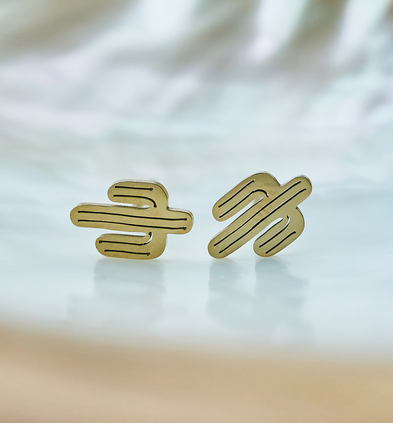 Kolczyki z kaktusami złote Mini - By Dziubeka