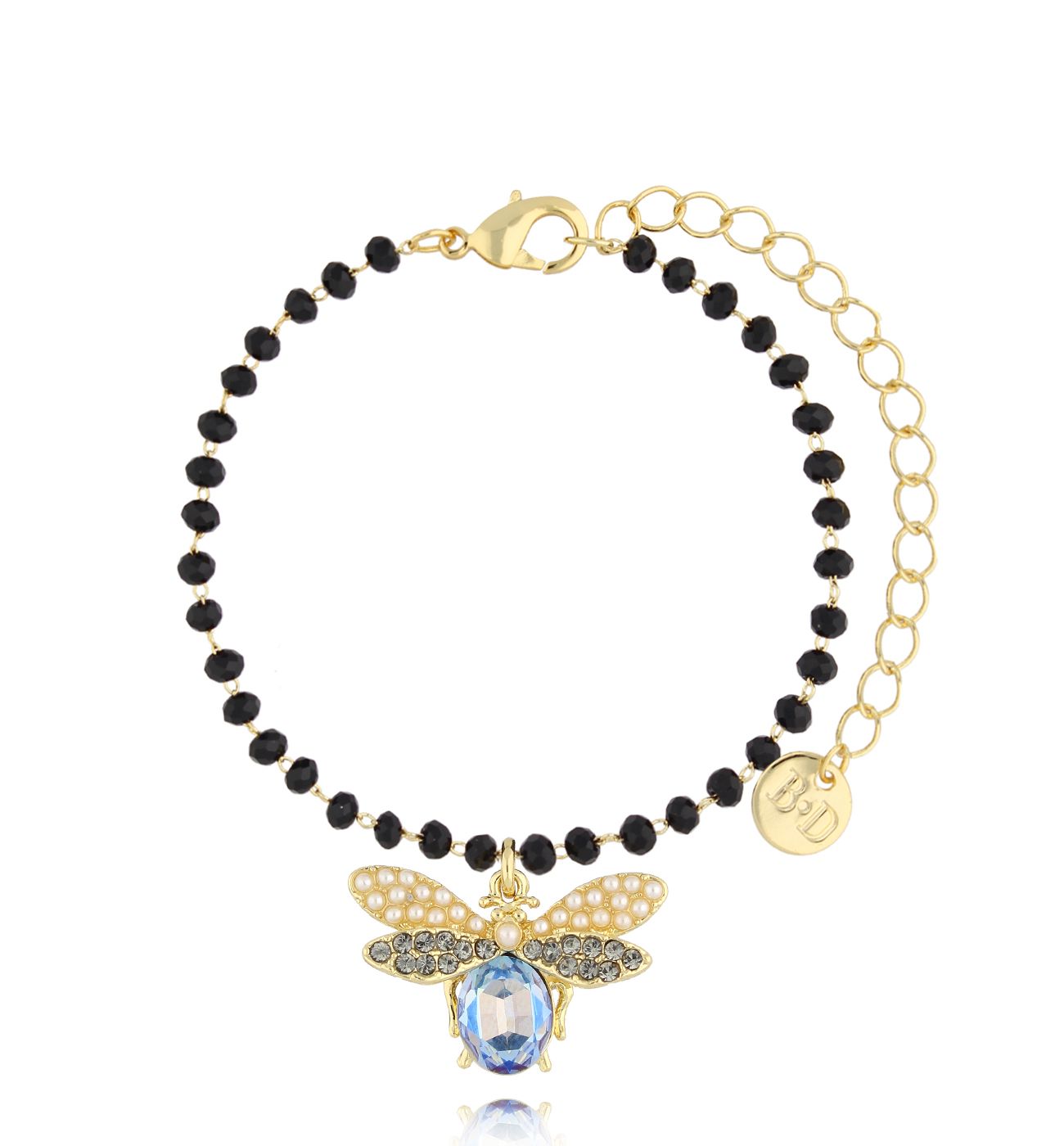 Bransoletka z niebieskim owadem z kryształkami Revival - By Dziubeka