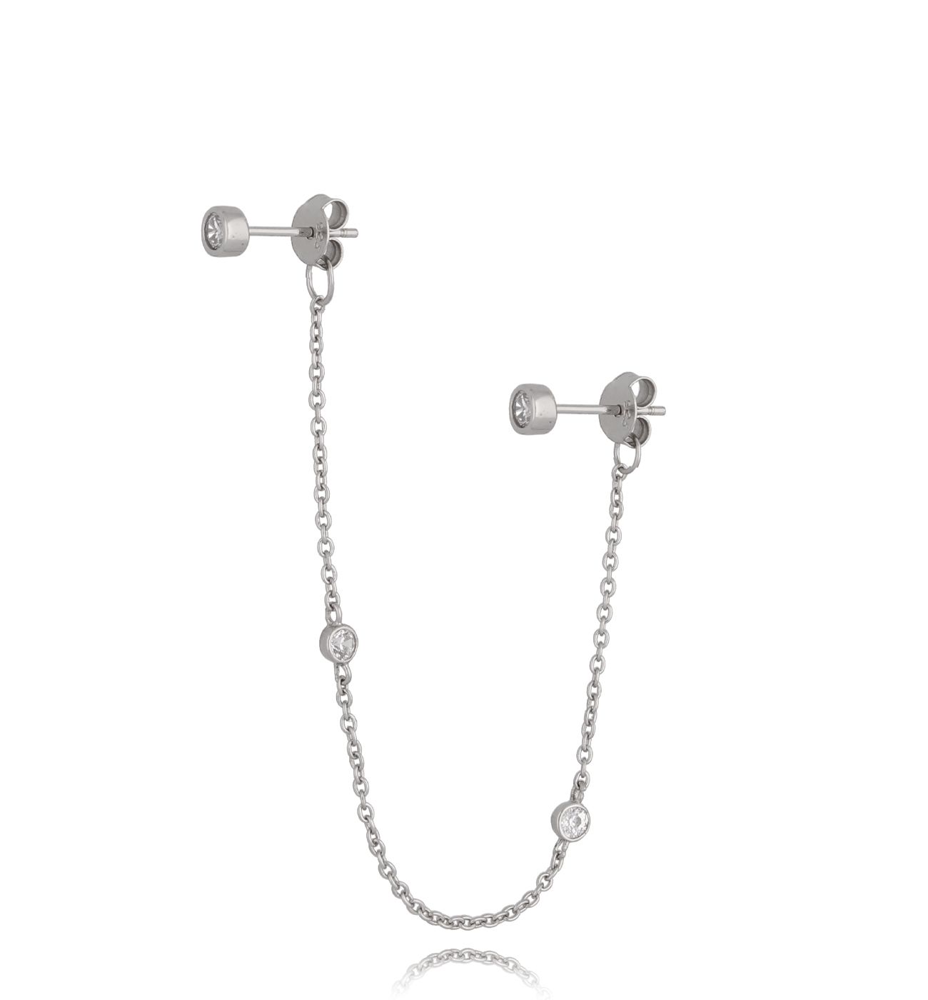 Kolczyk podwójny srebrny Malou - By Dziubeka