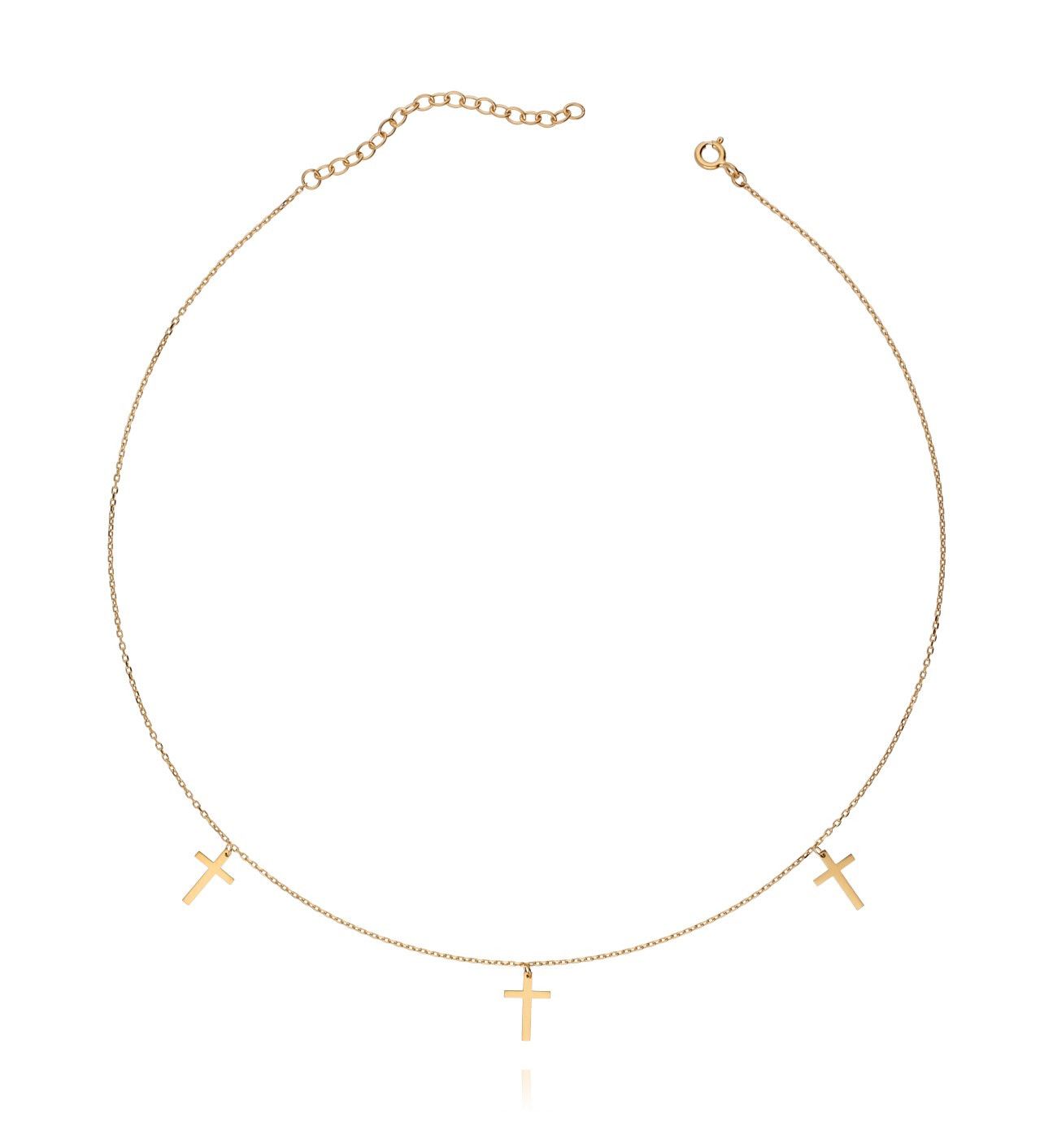 Naszyjnik srebrny pozłacany z krzyżykami - By Dziubeka