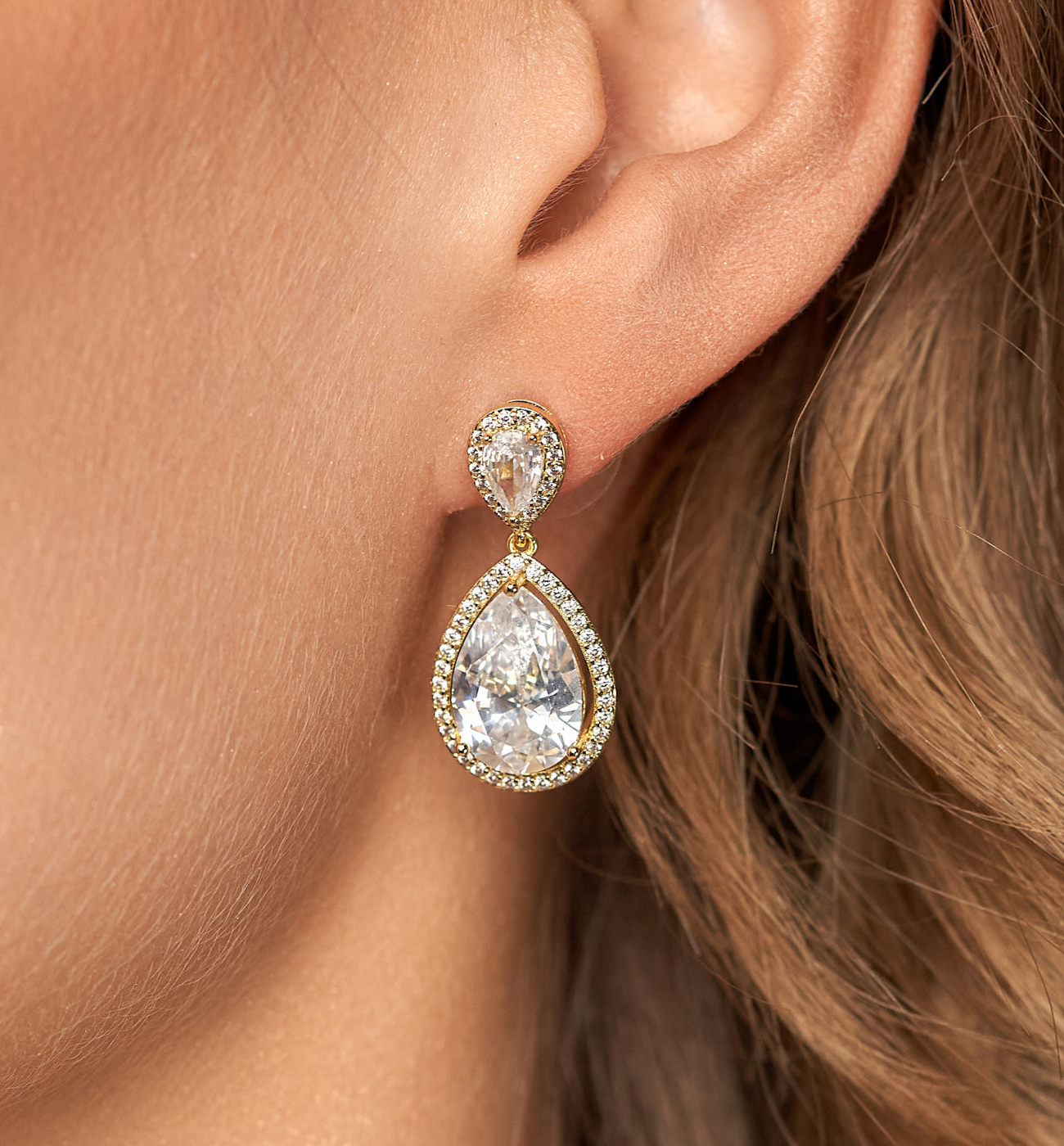 Kolczyki złote z kryształami Elien - By Dziubeka