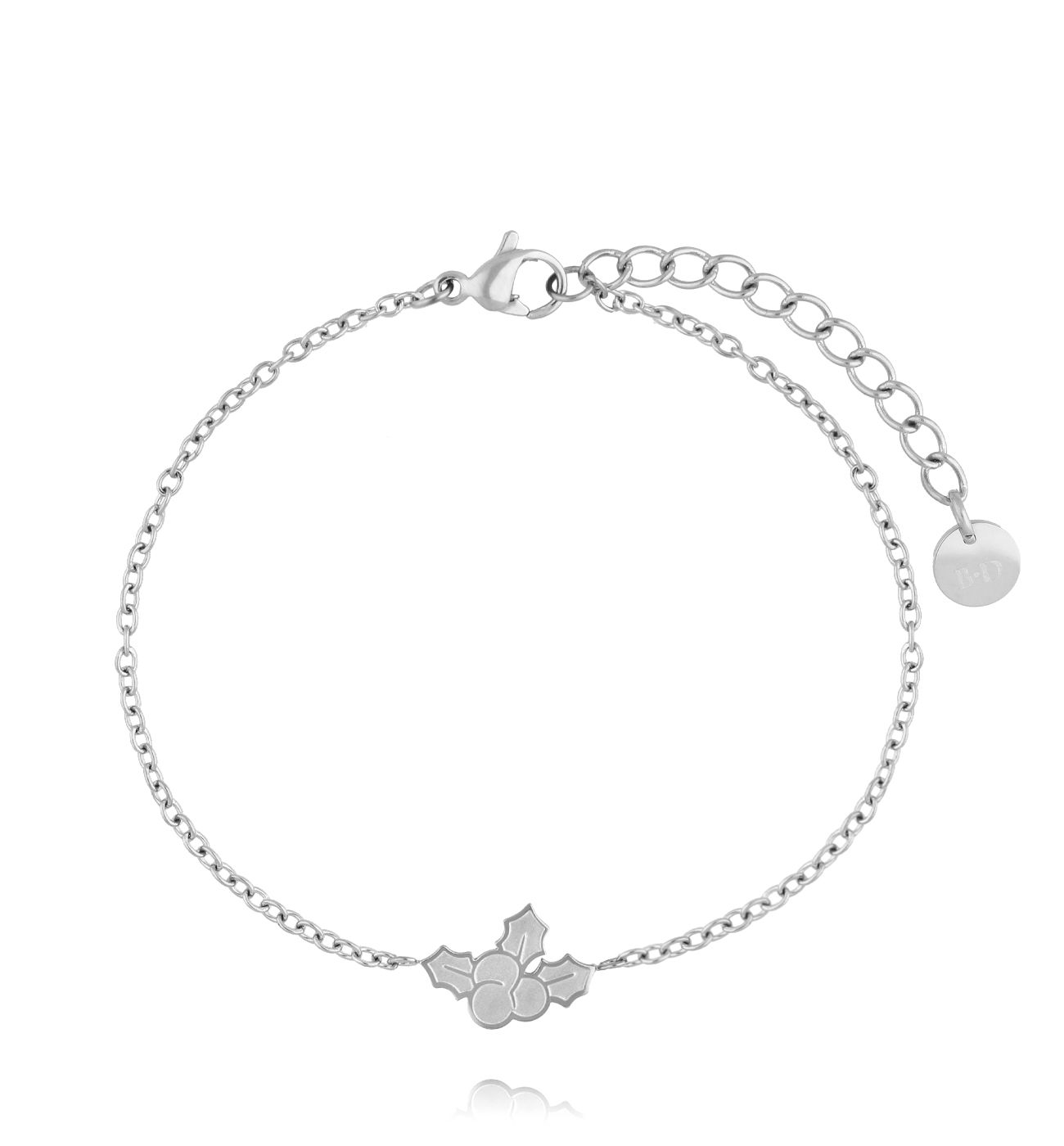 Bransoletka ze świątecznymi listkami srebrna - By Dziubeka