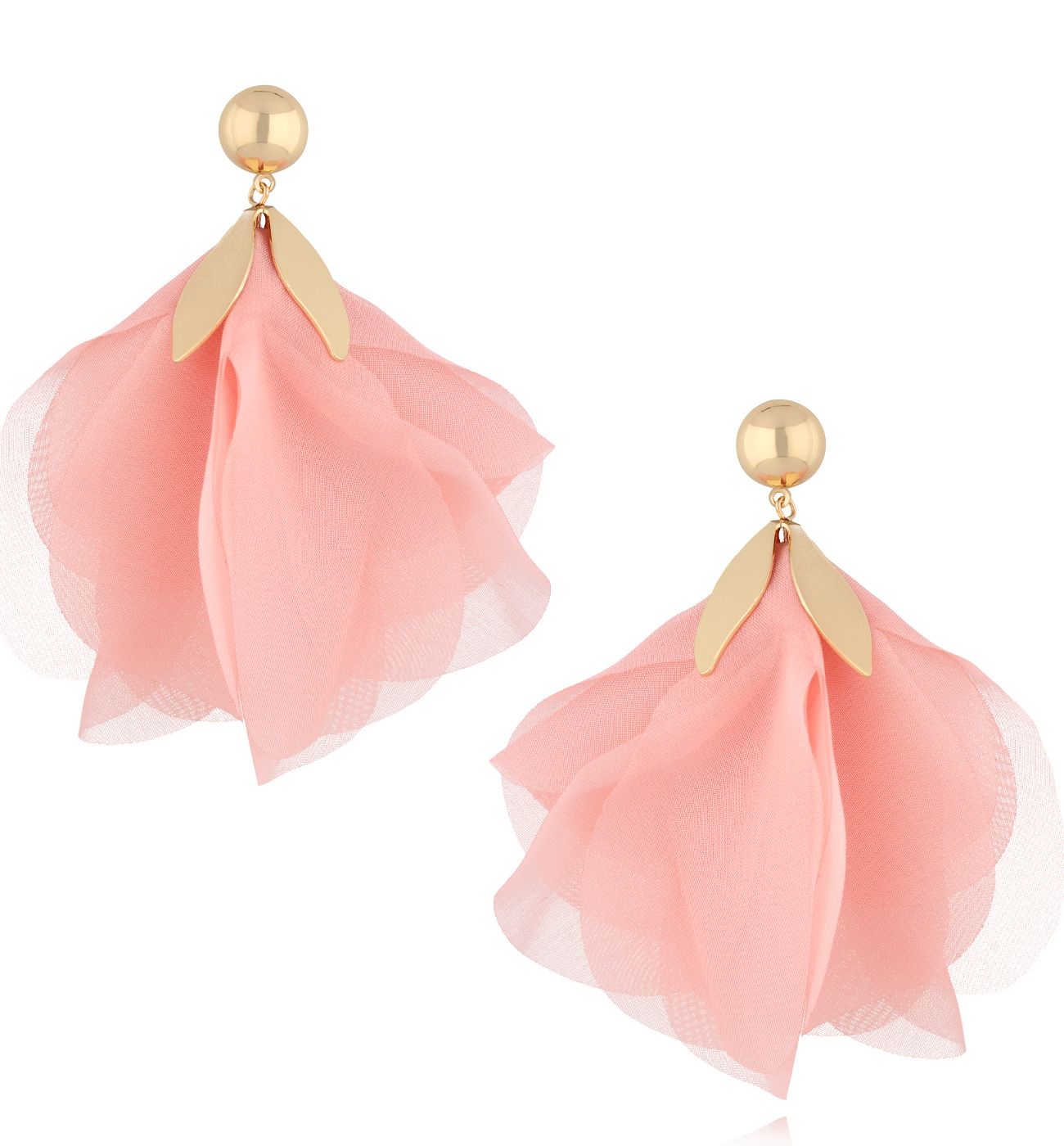 Kolczyki różowe z tkaniną KBL1957