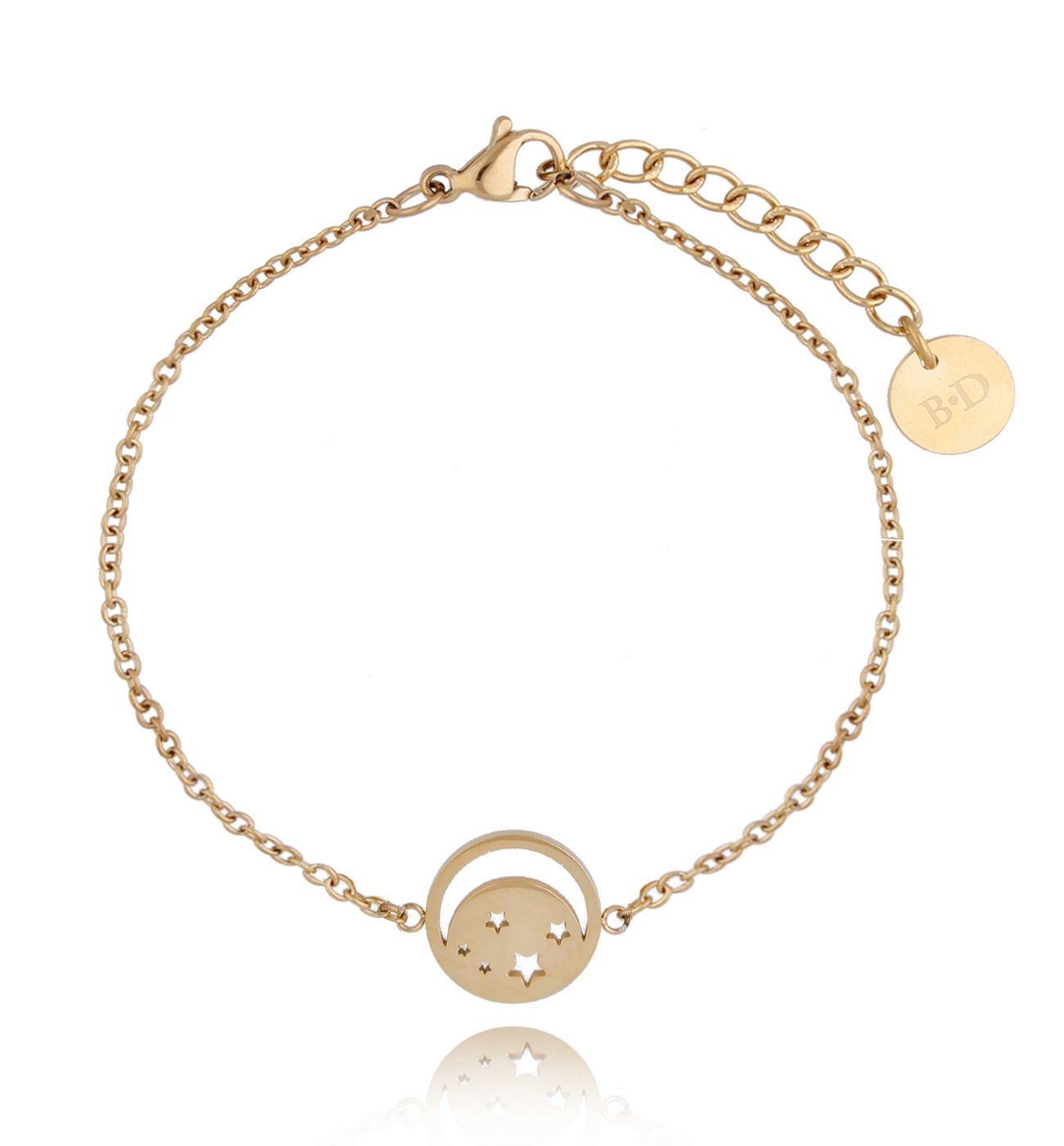 Bransoletka złota ze stali szlachetnej z księżycem BSA0128