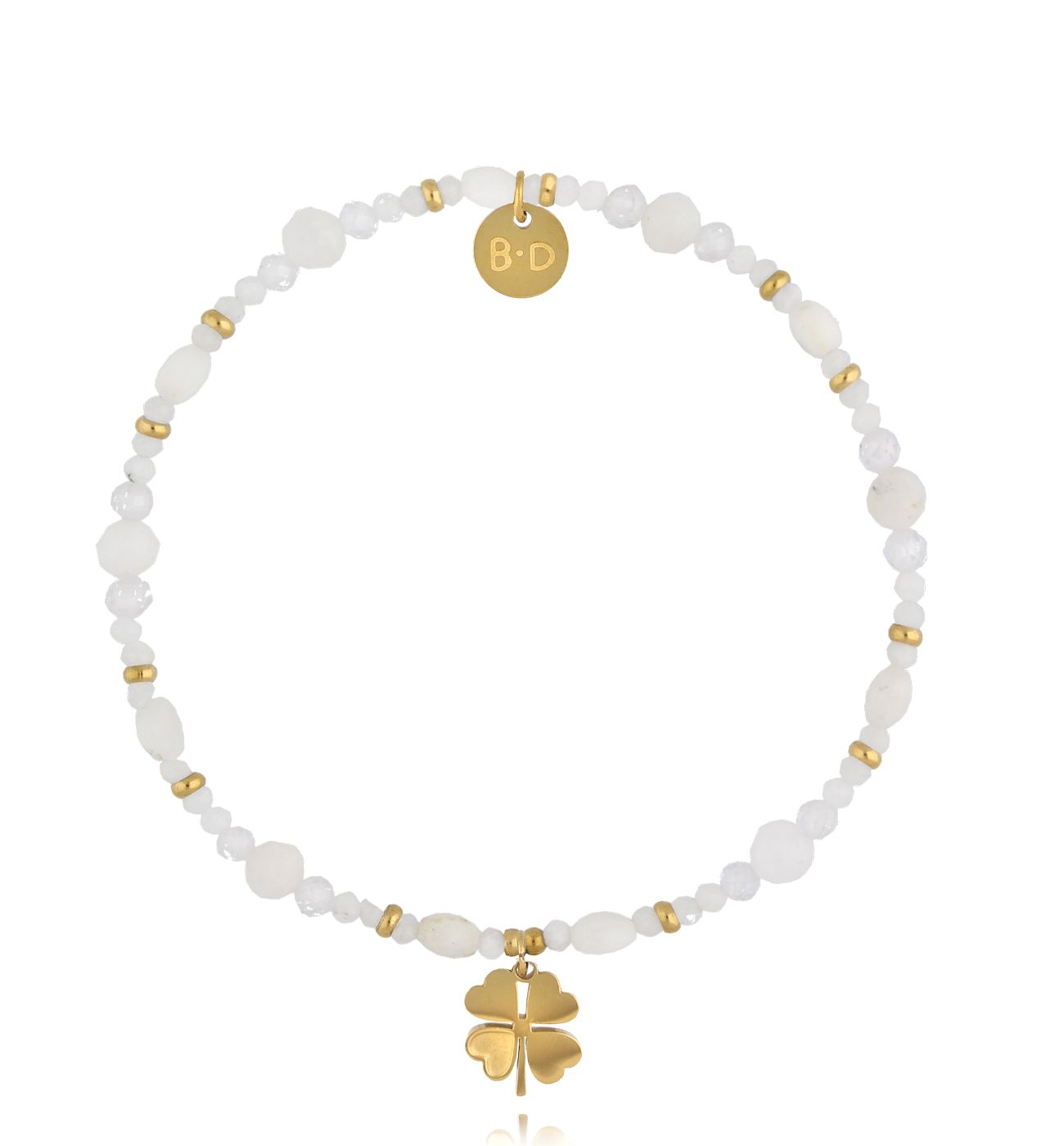 Bransoletka z kamieniami księżycowymi i koniczynką BTW3307