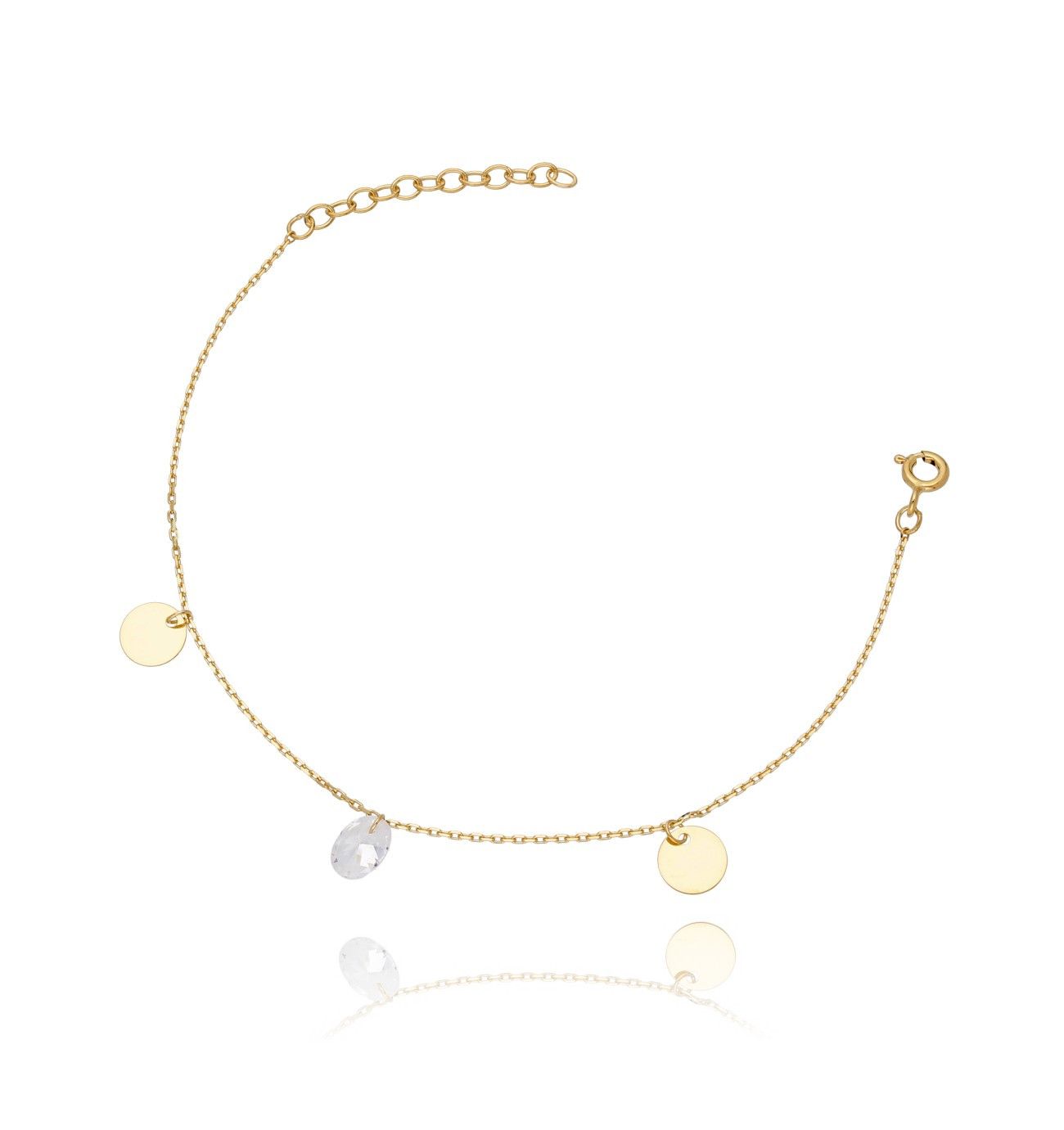 Bransoletka ze srebra pozłacanego z kryształkiem BSE0018