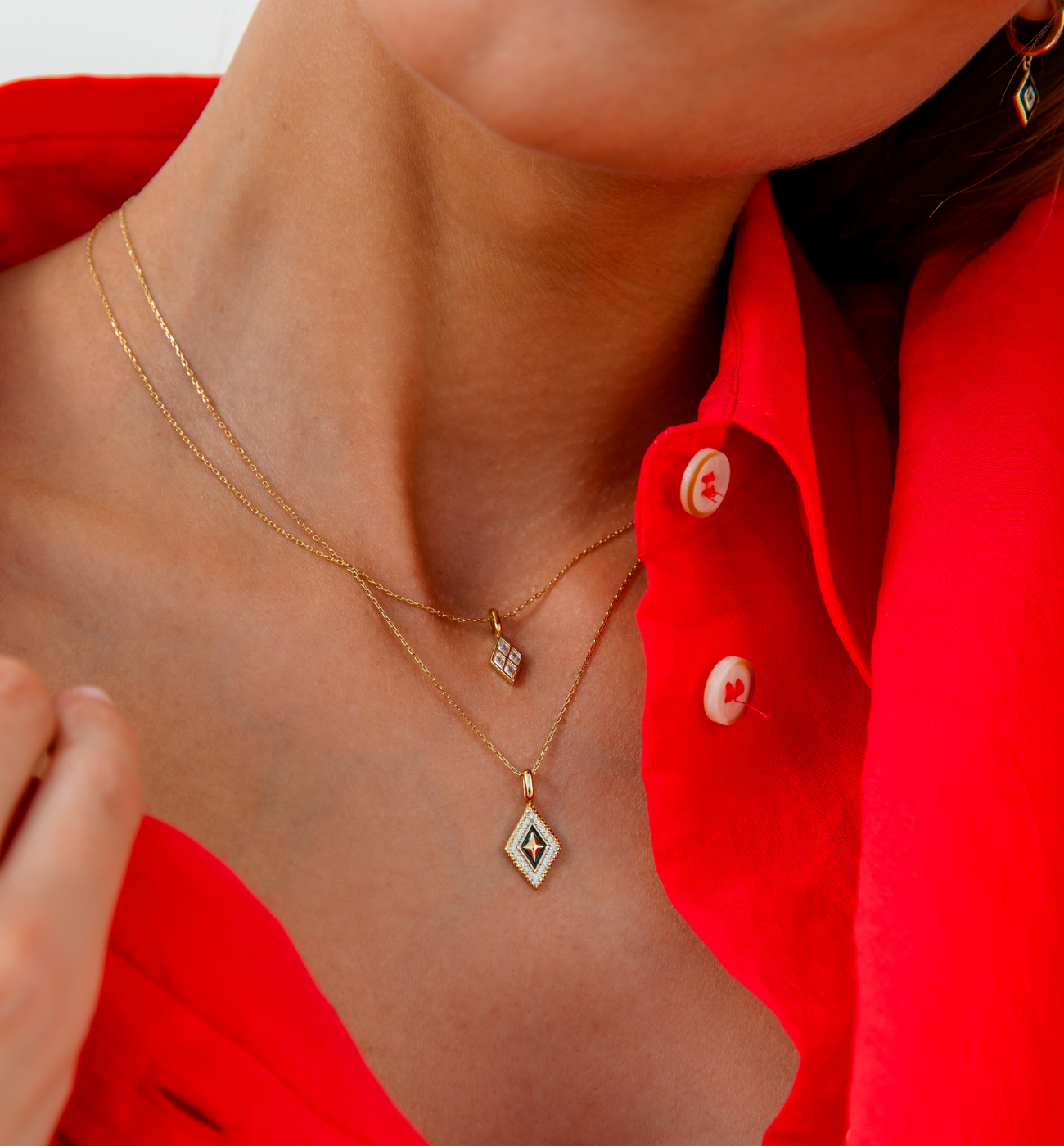 Naszyjnik złoty z rombem z cyrkoniami Angular Allure NFA0046 - By Dziubeka