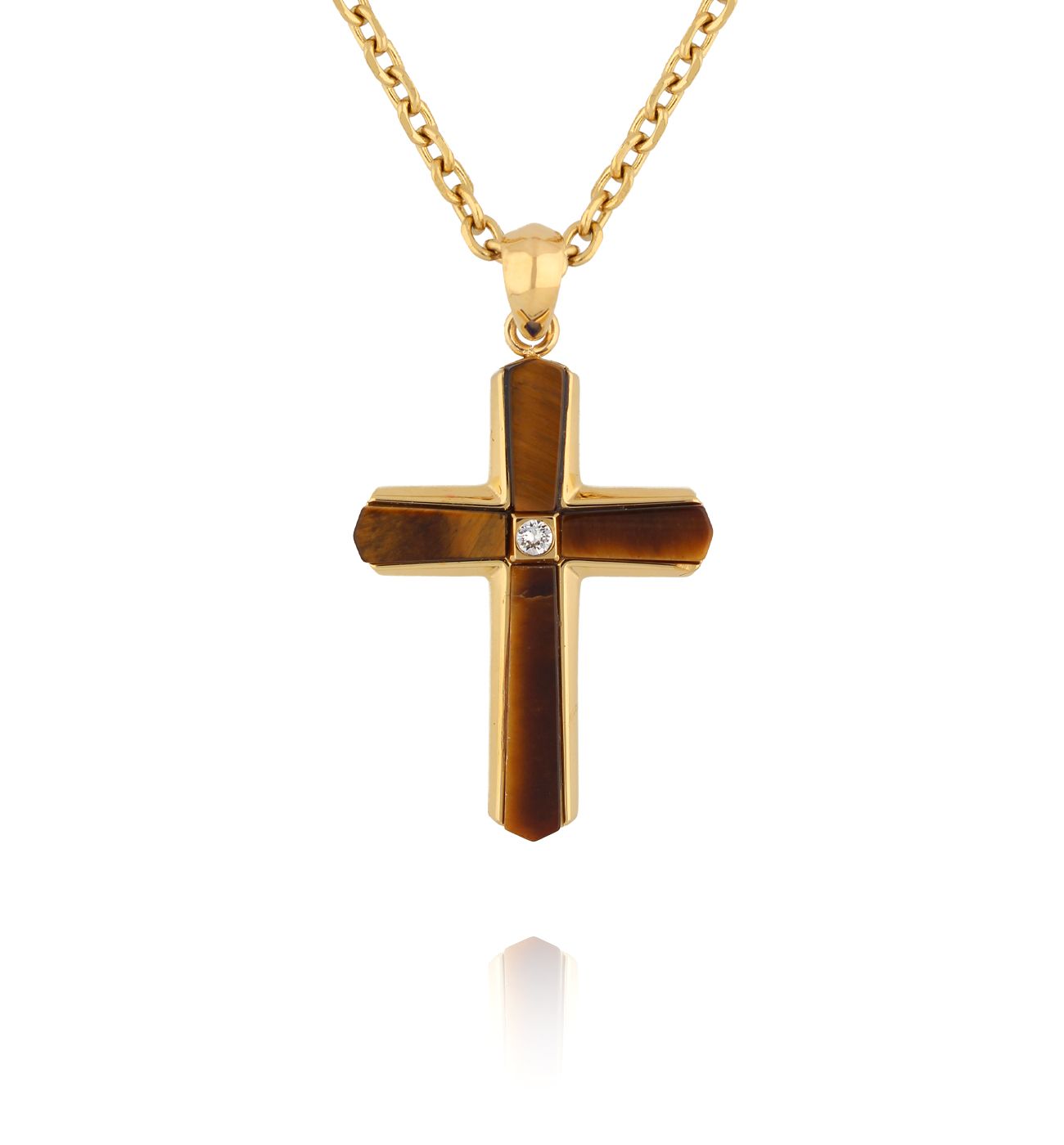 Naszyjnik z krzyżem i tygrysim okiem - By Dziubeka