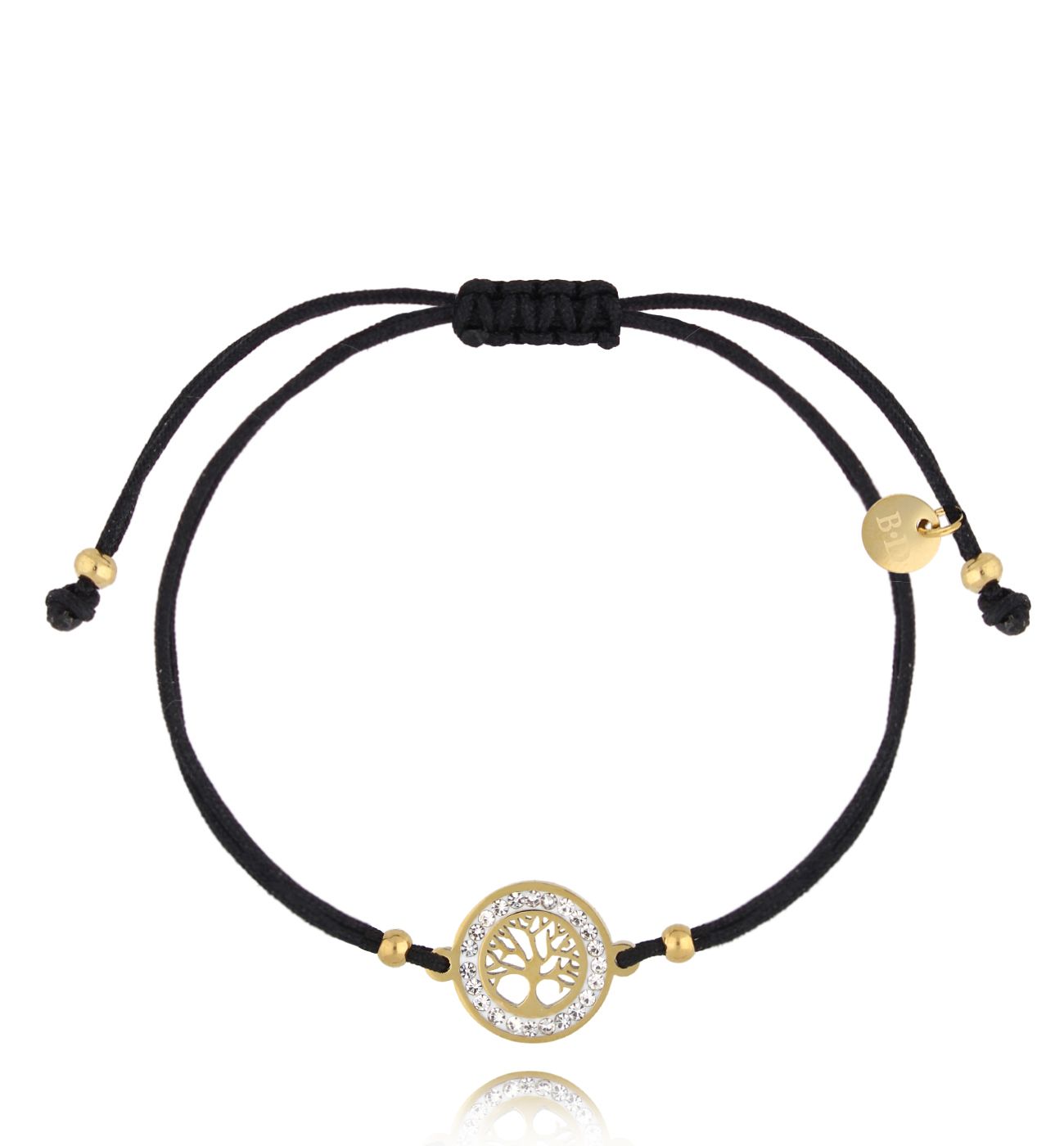 Bransoletka czarna ze złotym drzewkiem Grasse BGL0994 - By Dziubeka