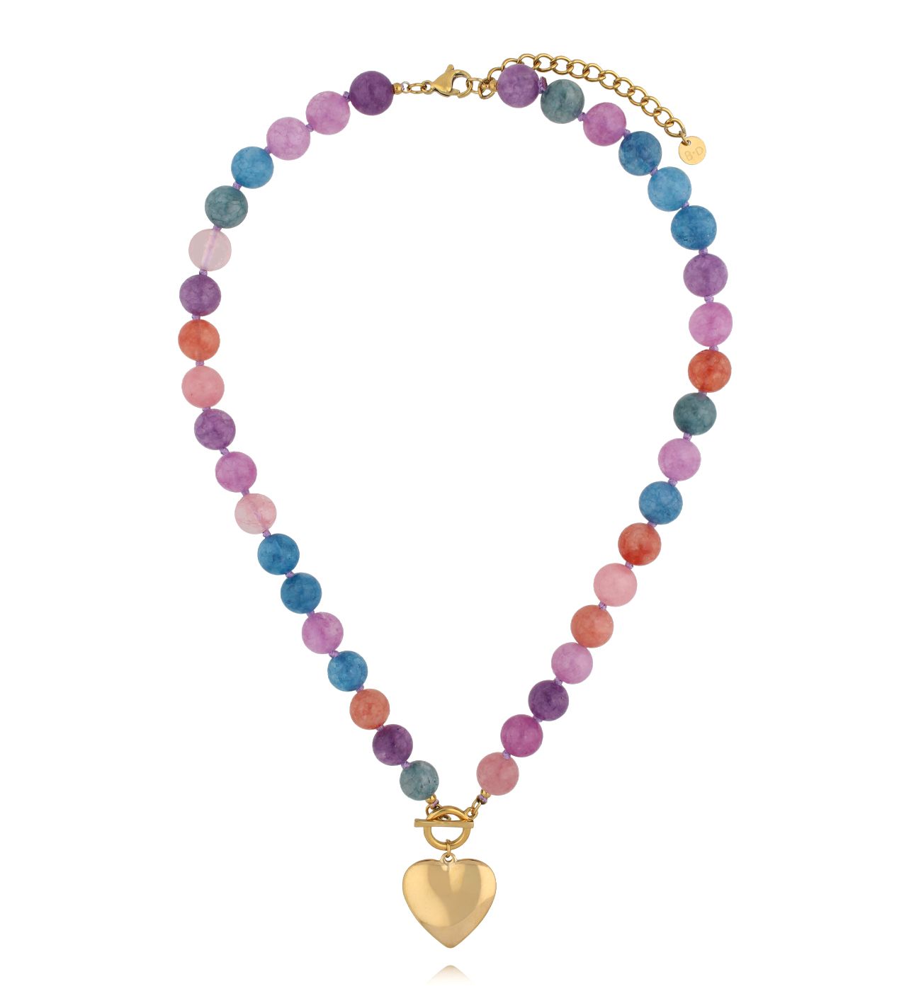 Naszyjnik z kolorowych kamieni – fiolet, błękit, róż, pomarańcz NPA1521