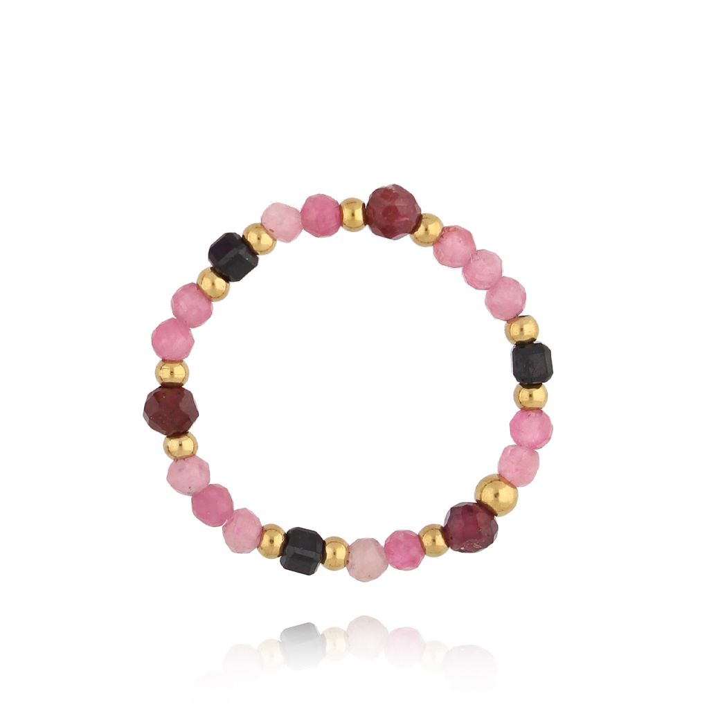 Pierścionek różowy z kamieniami naturalnymi Defne PSC0526 - By Dziubeka