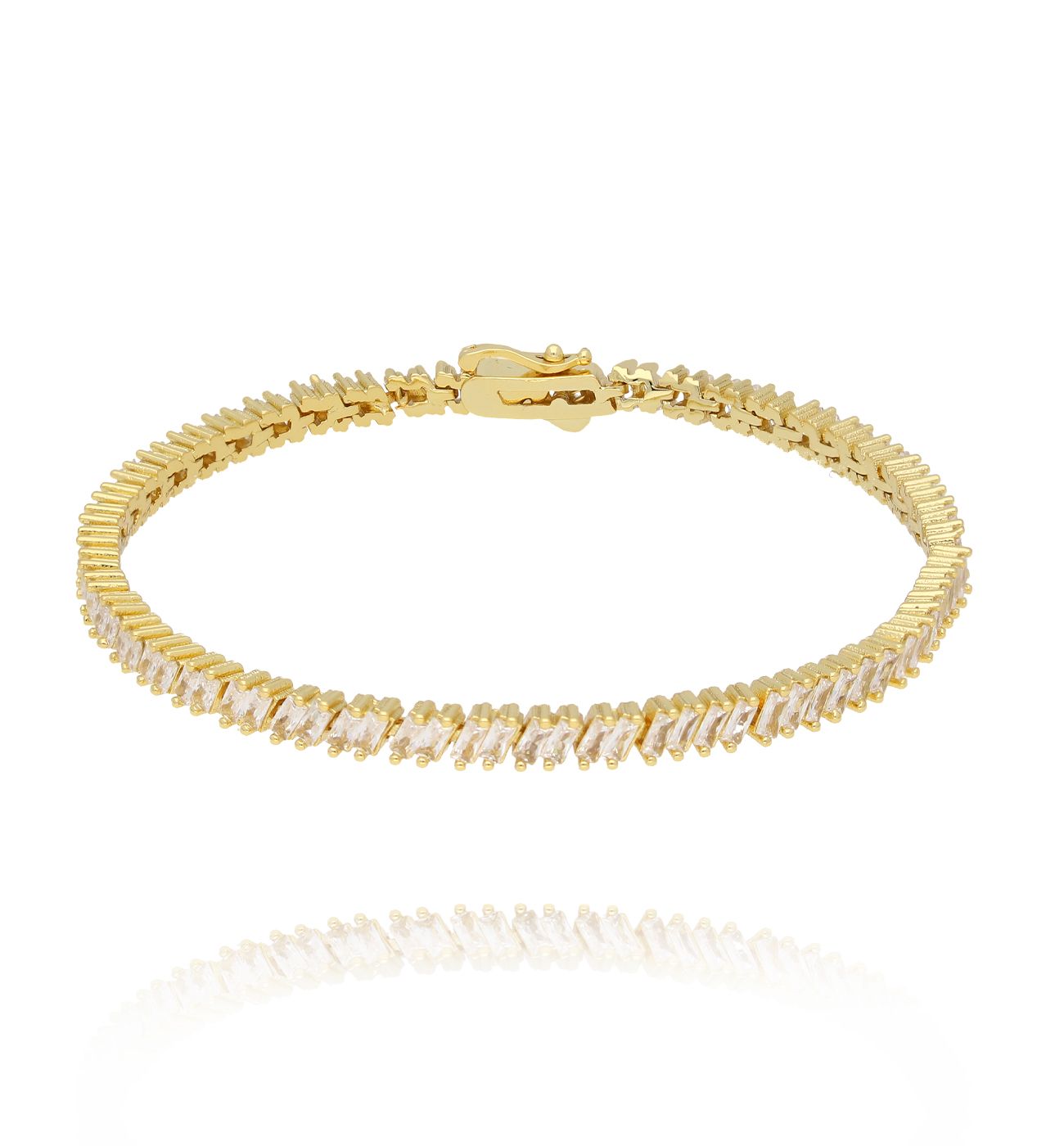 Bransoletka typu tennis z cyrkoniami w formie obręczy BSS0263 - By Dziubeka