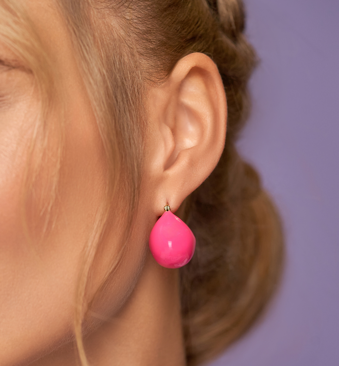 Kolczyki fuksjowe dmuchane Soufflé KSA1542