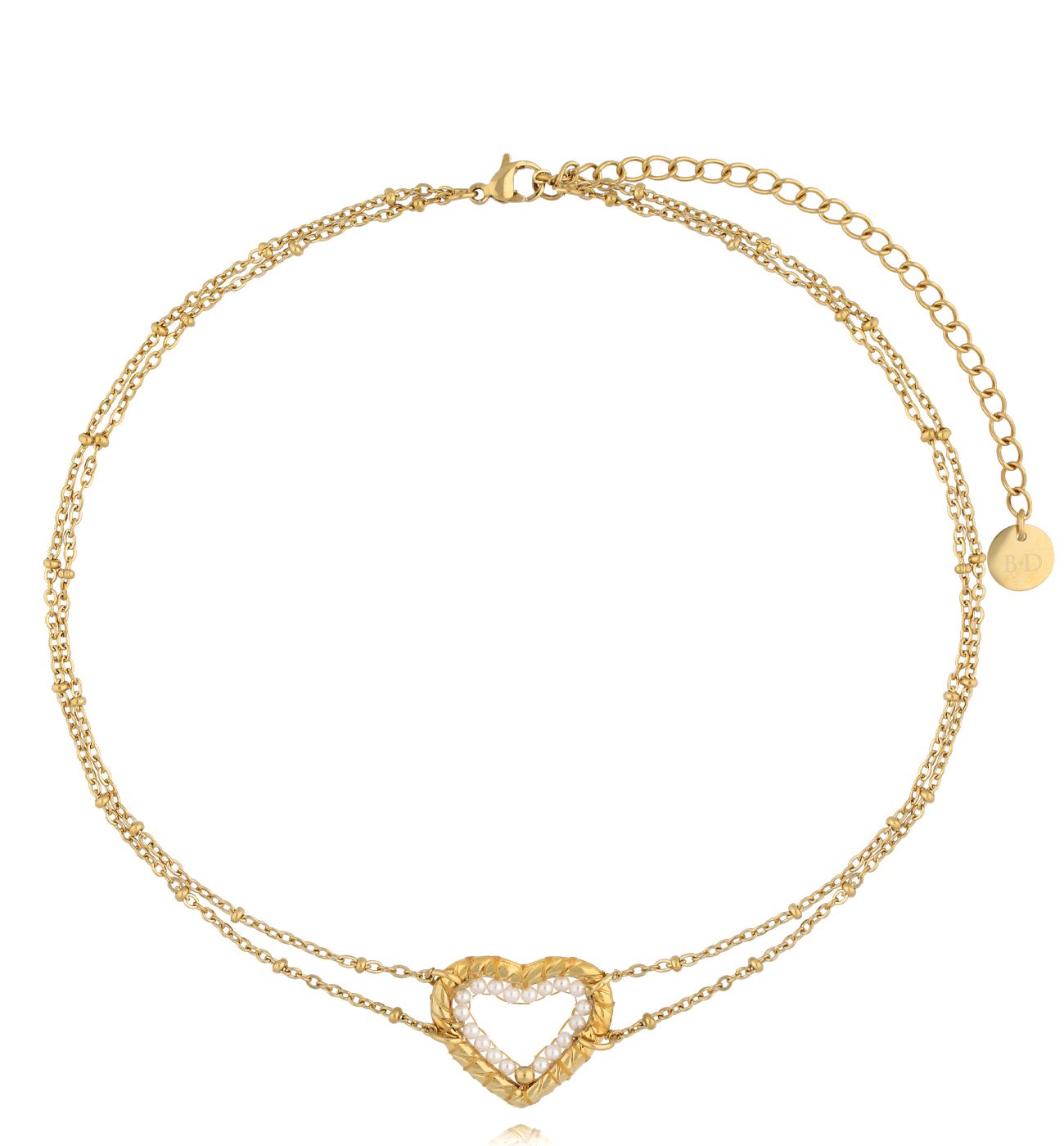 Choker z sercem perłowy Beades NBI0021 - By Dziubeka
